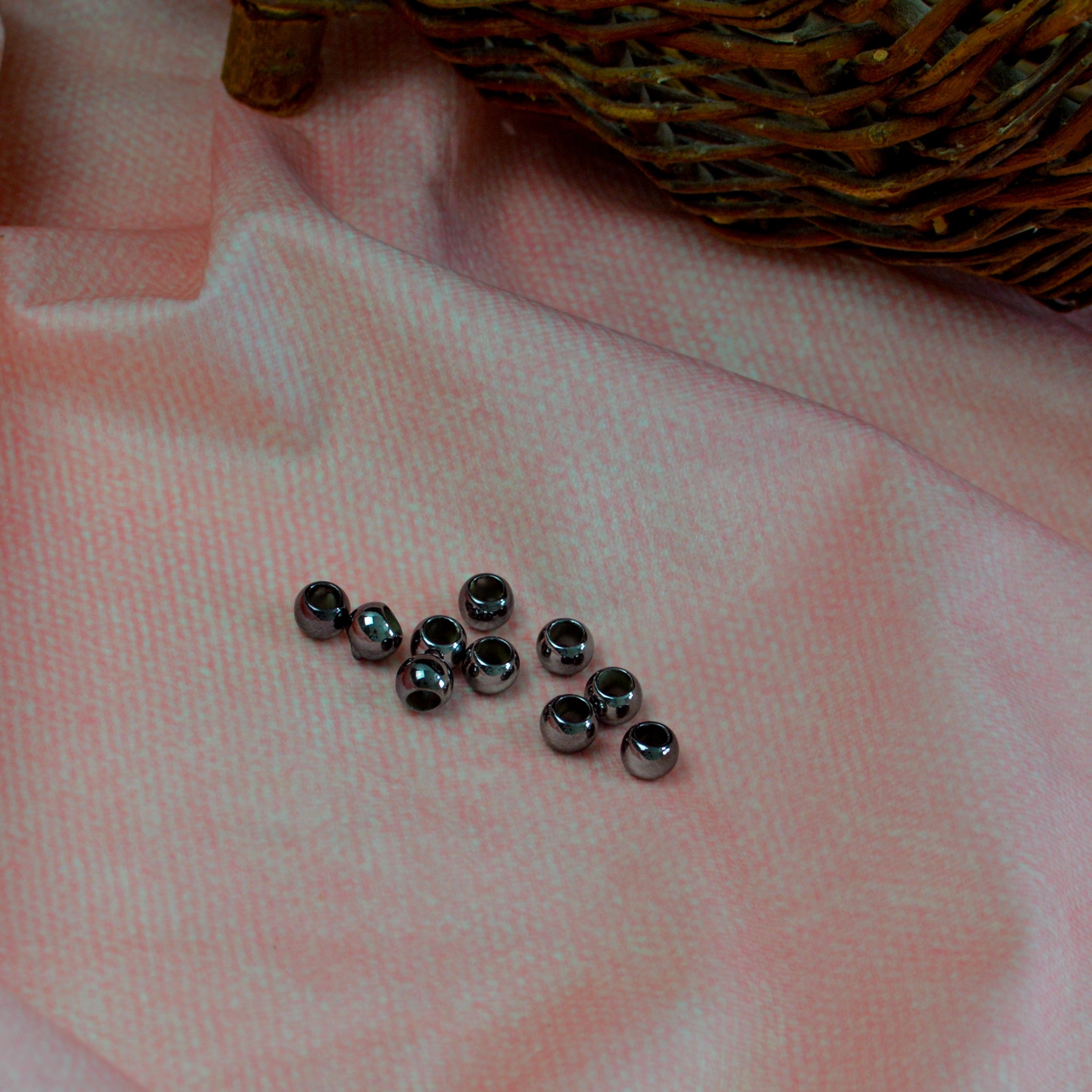 Großlochperlen 8x10 mm metallic Schwarz Nickel Pearls poshpinks