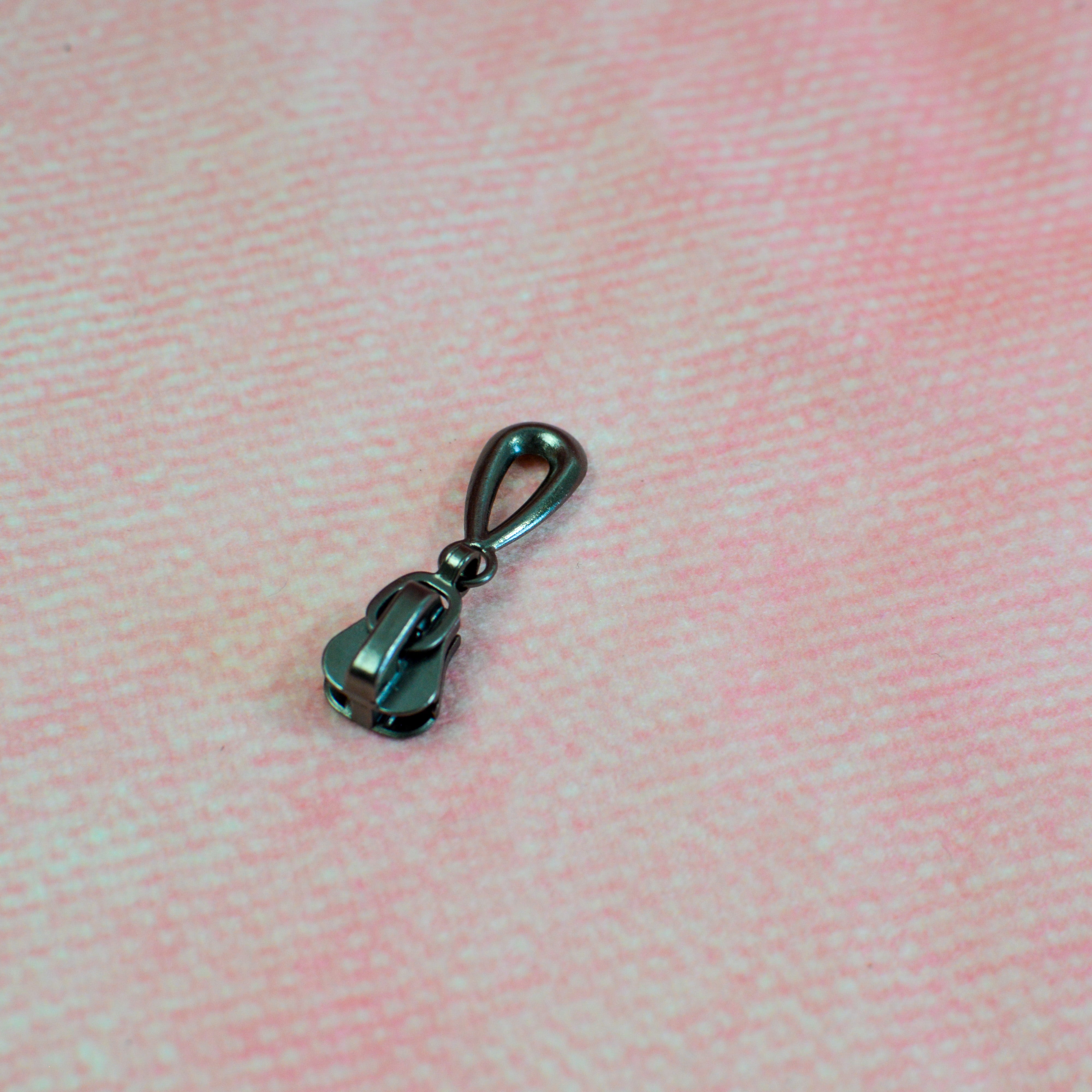 Zipper/Schieber für Endlosreißverschluss Tropfen schwarz metallic Stück poshpinks