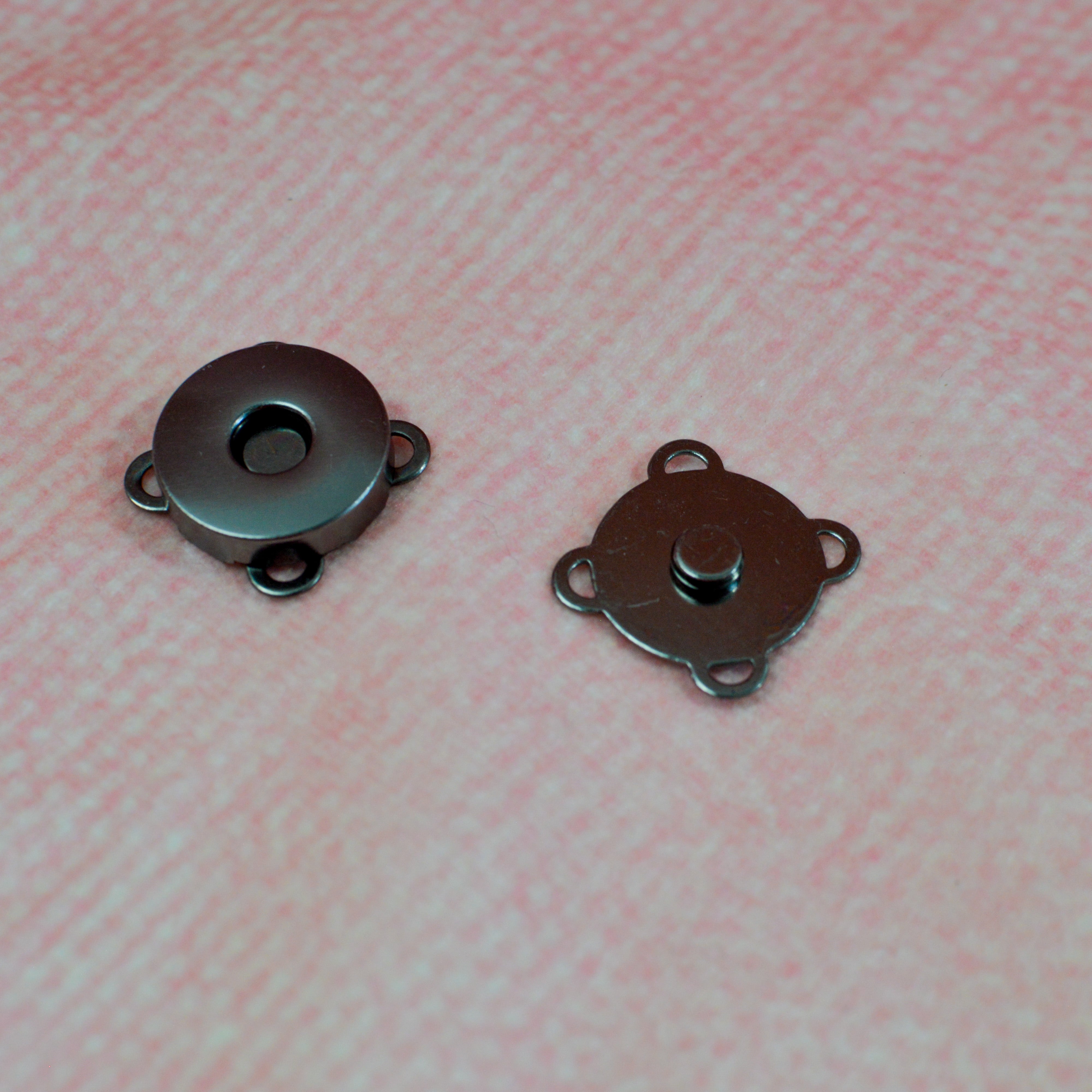 Magnetverschluß rund Schwarz metallic 18 mm Stück poshpinks