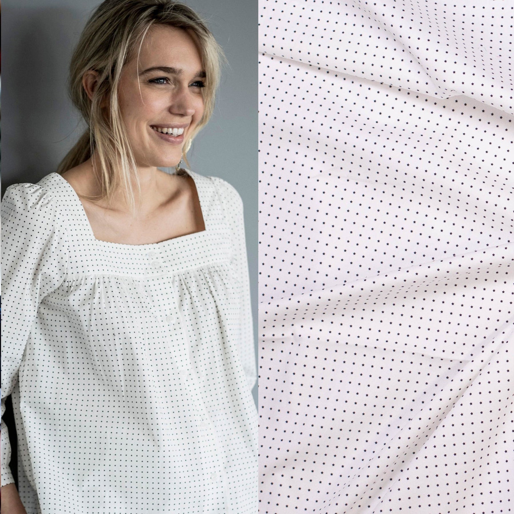 Baumwollstoff - Weiß mit schwarzen Sternen - Fibre Mood - poshpinks