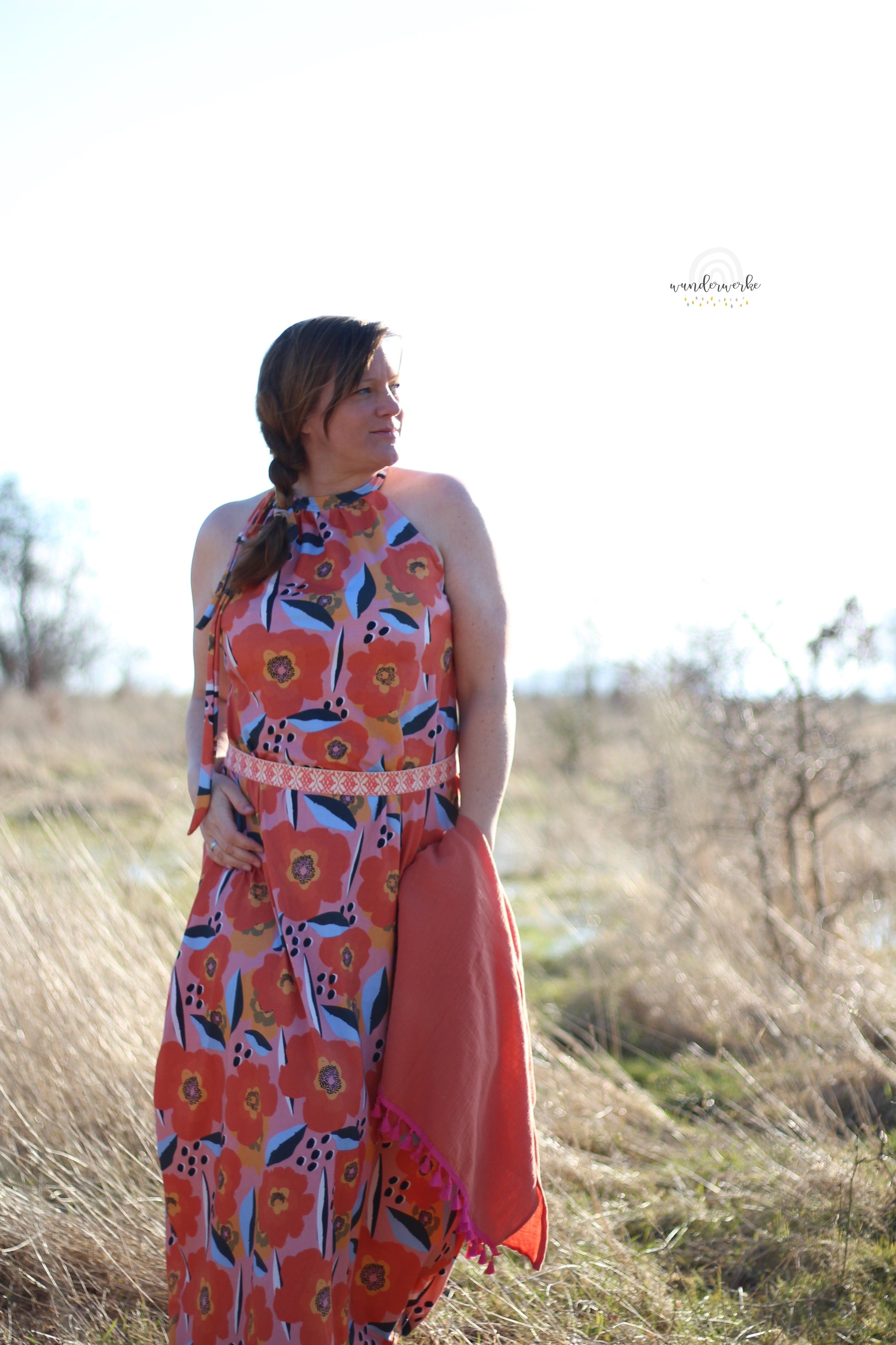 Baumwolljersey - Nora - Blumentraum Orange Fabric poshpinks