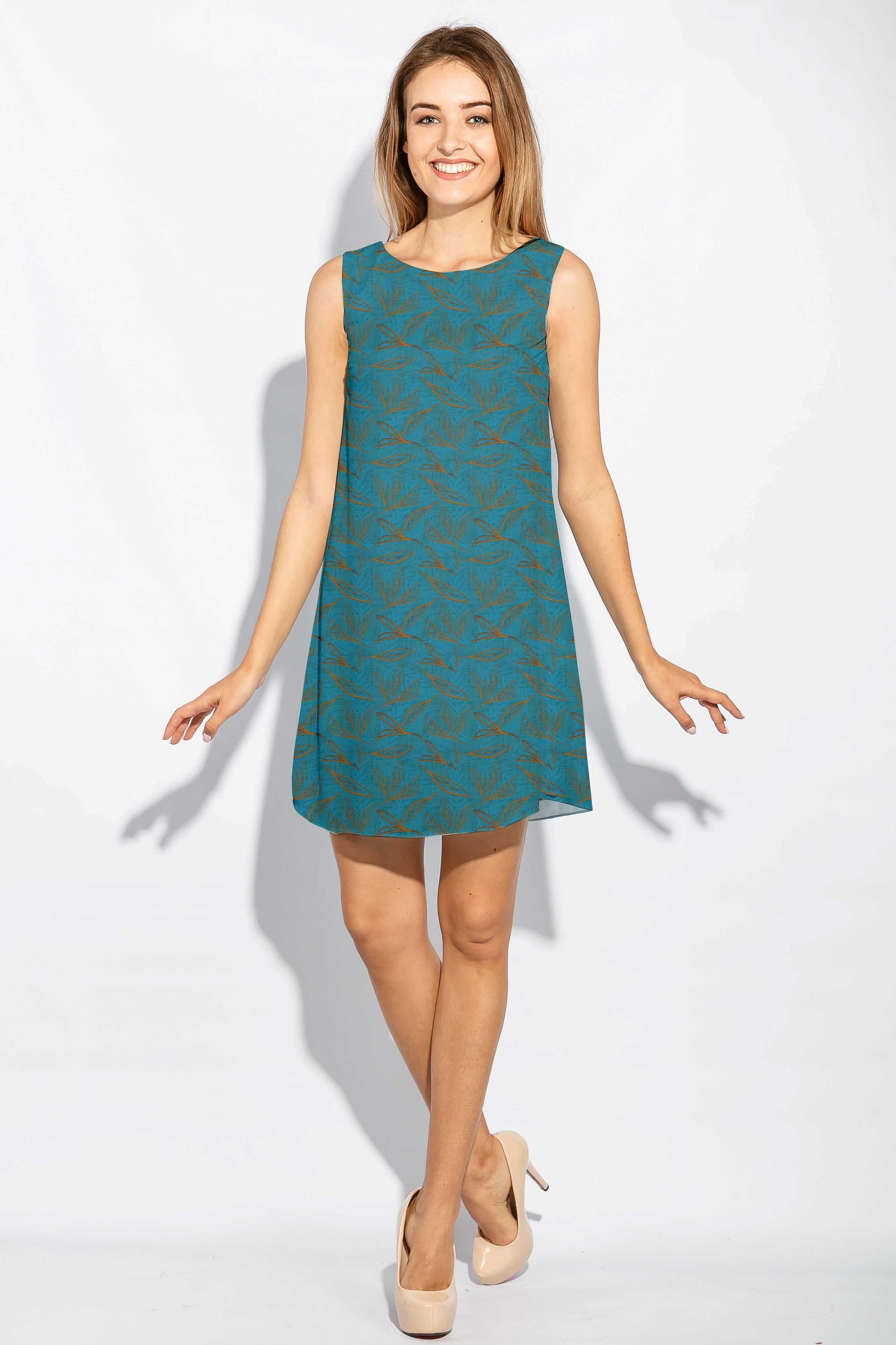 Vorbestellung Viskose - Azul - Blätter ocean Fabric poshpinks