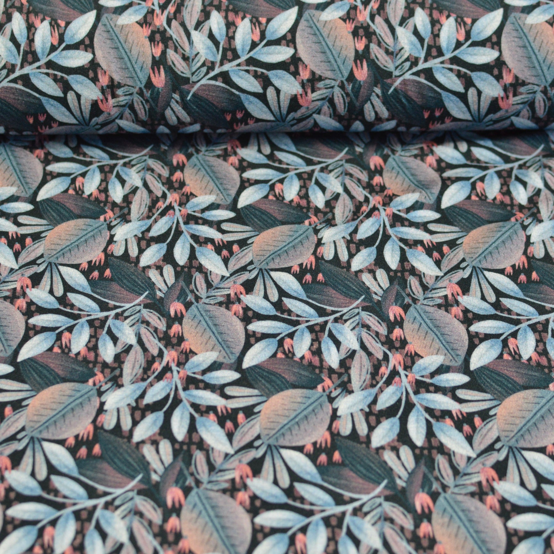 Viskose Jersey - Aubrac Blätterregen Fabric poshpinks