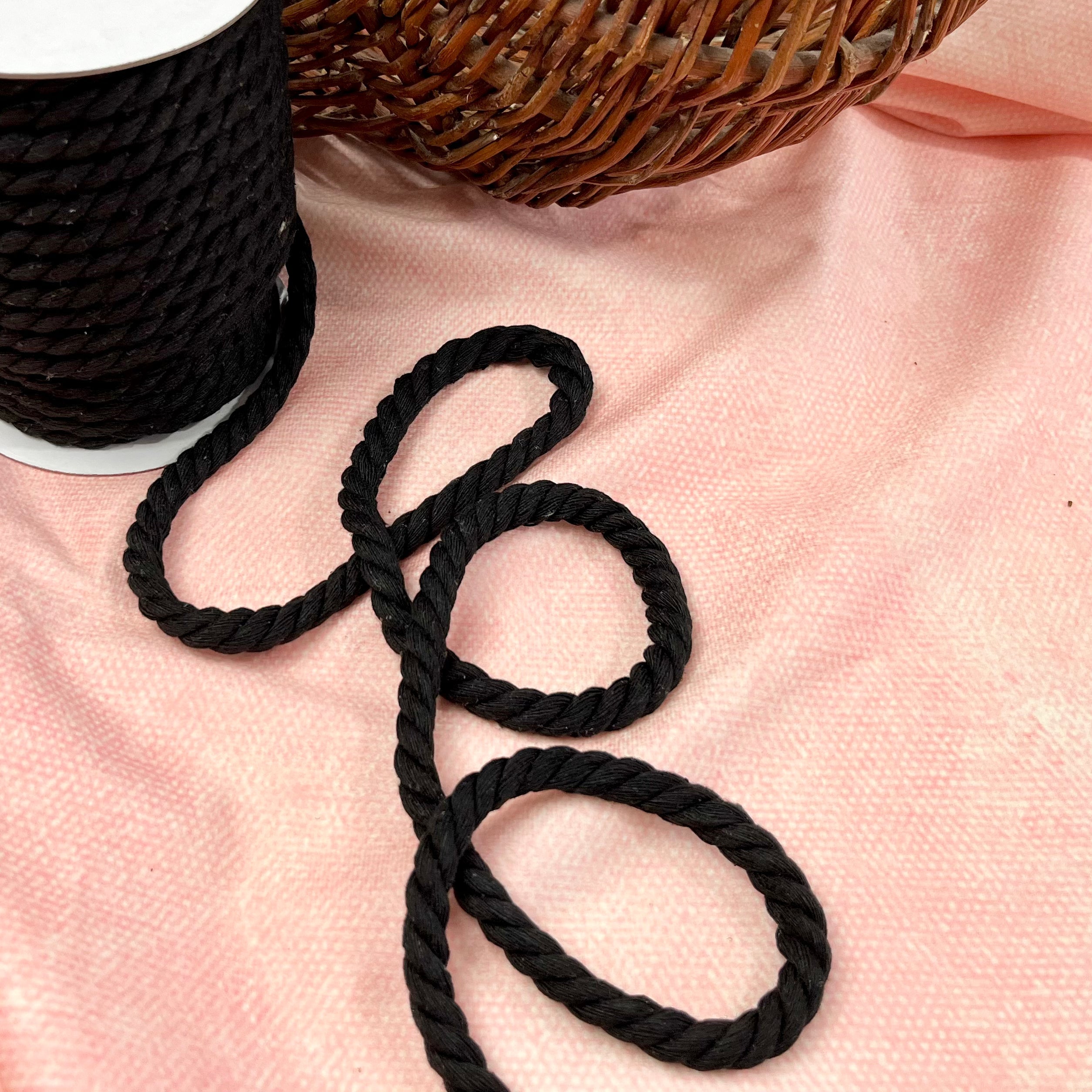 Hoodiekordel Baumwolle 8 mm schwarz Fabric poshpinks