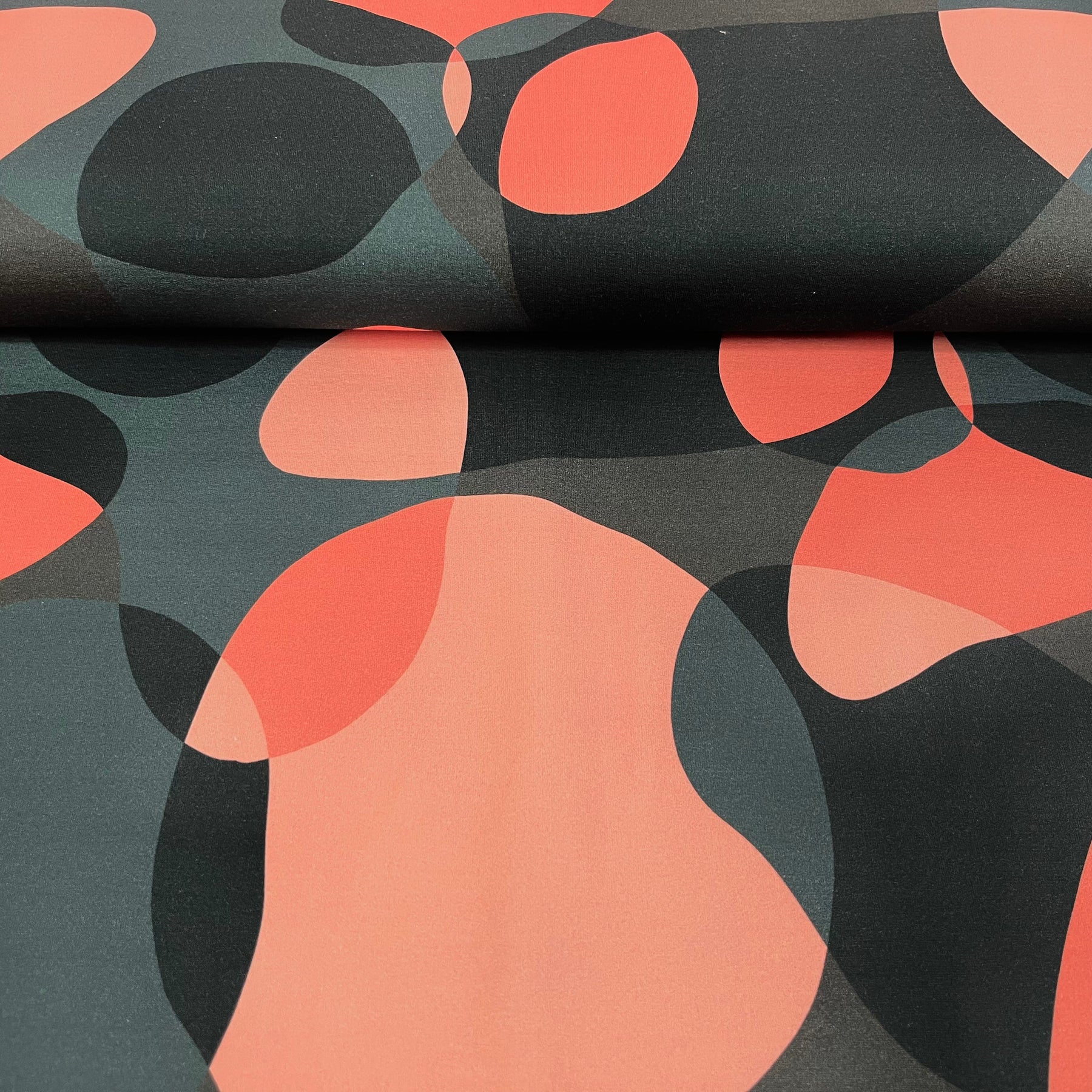 Soft Touch French Terry - Aurora - Dark Coral Rose Fabric poshpinks
