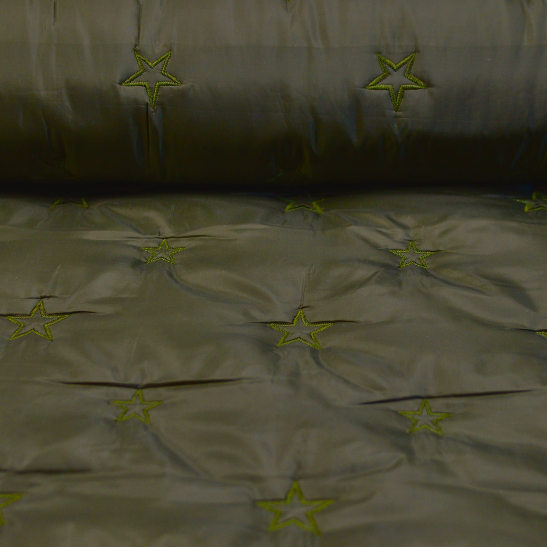 Steppstoff Stickerei Sterne oliv Fabric poshpinks