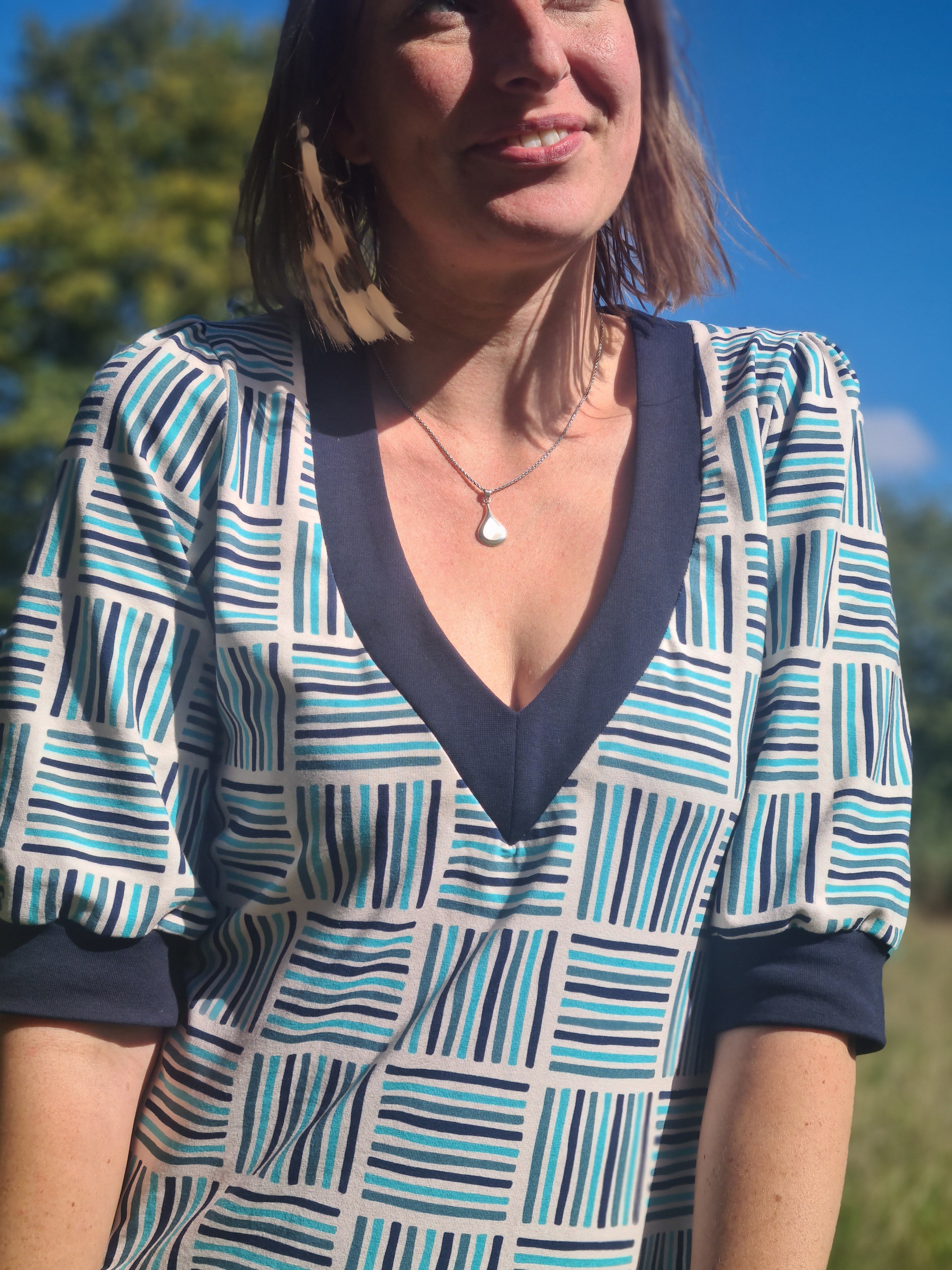 Baumwolljersey - Aurora - stripes blue Fabric poshpinks