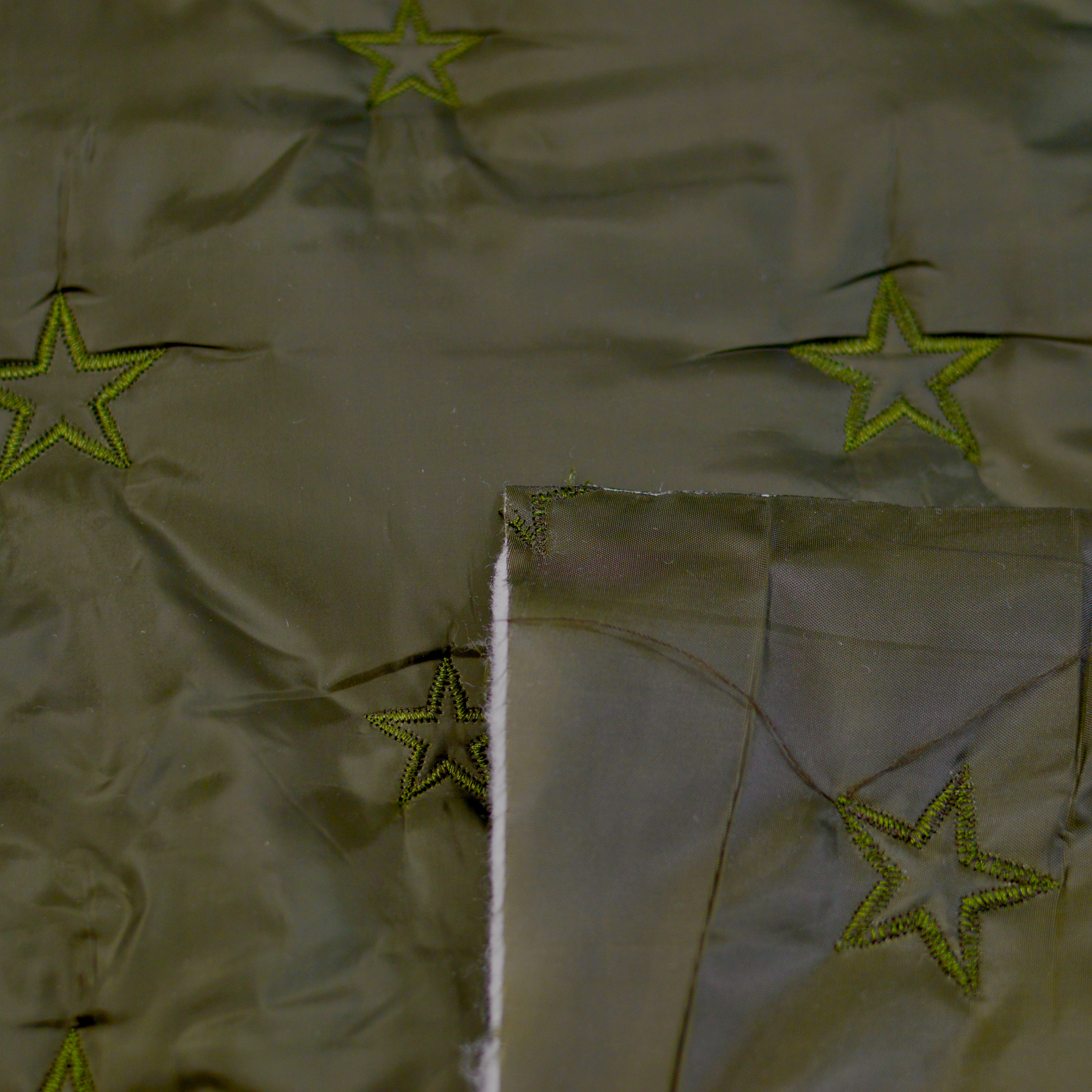 Steppstoff Stickerei Sterne oliv Fabric poshpinks