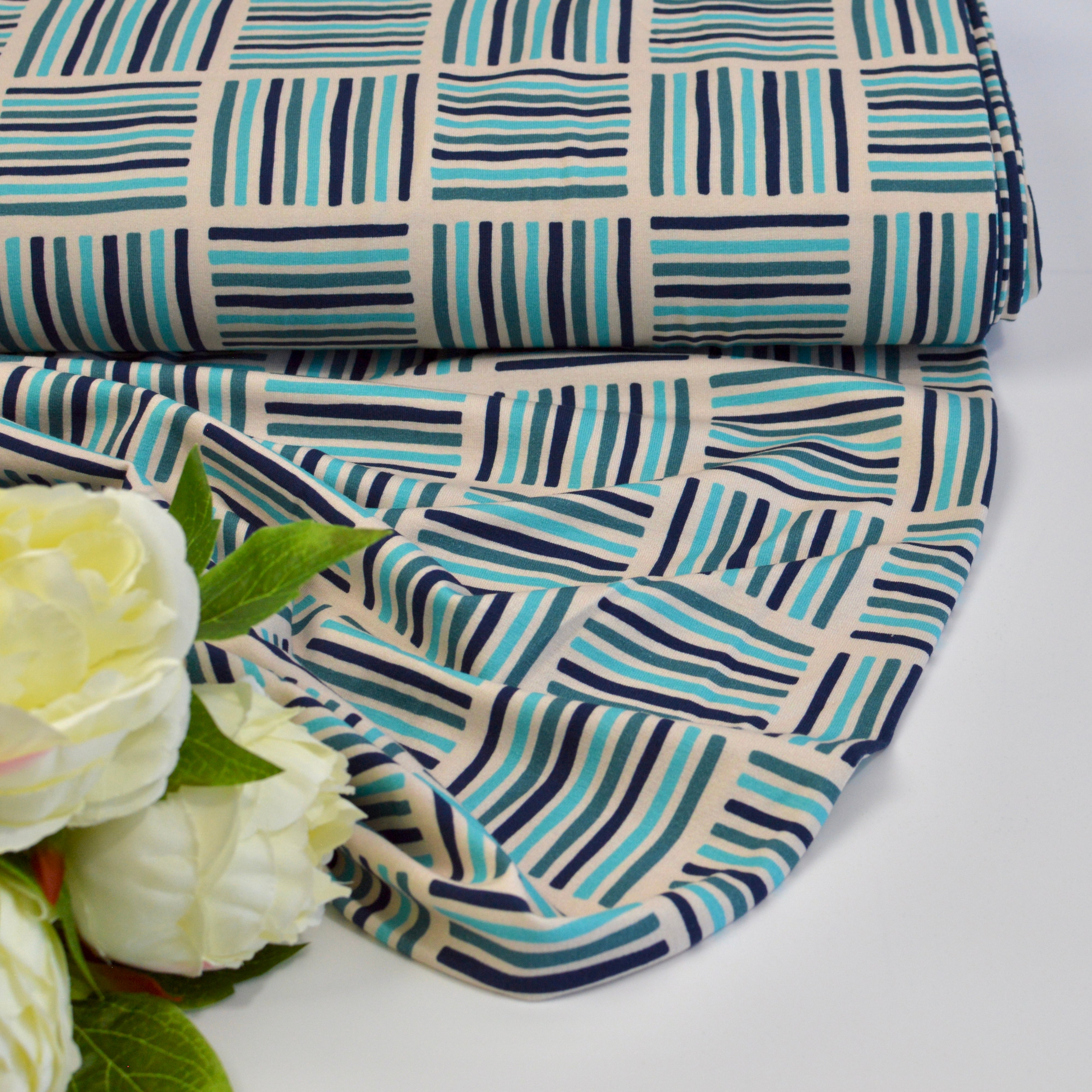 Baumwolljersey - Aurora - stripes blue Fabric poshpinks