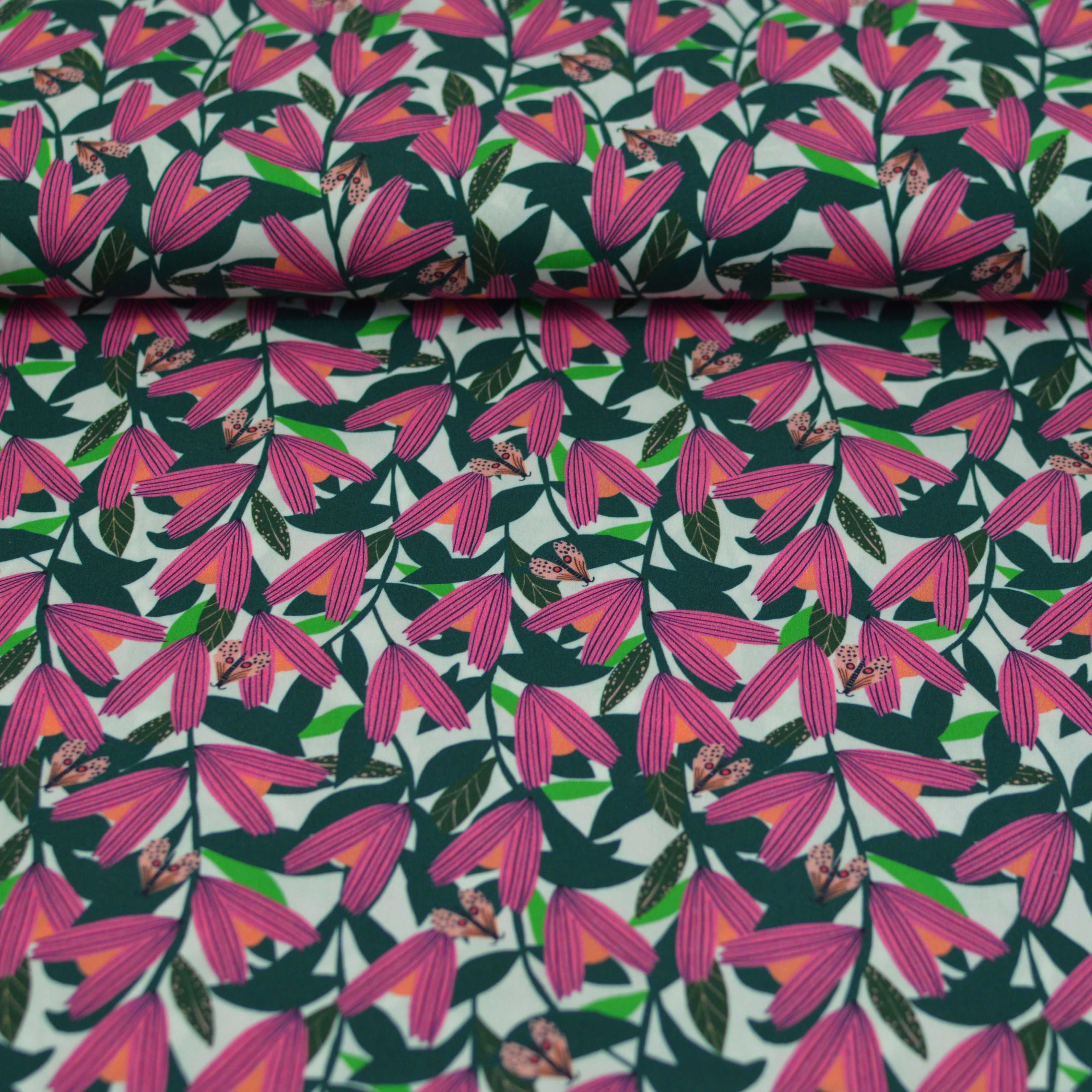 Baumwoll Popeline - Birdsong - Pink Garden Fabric poshpinks