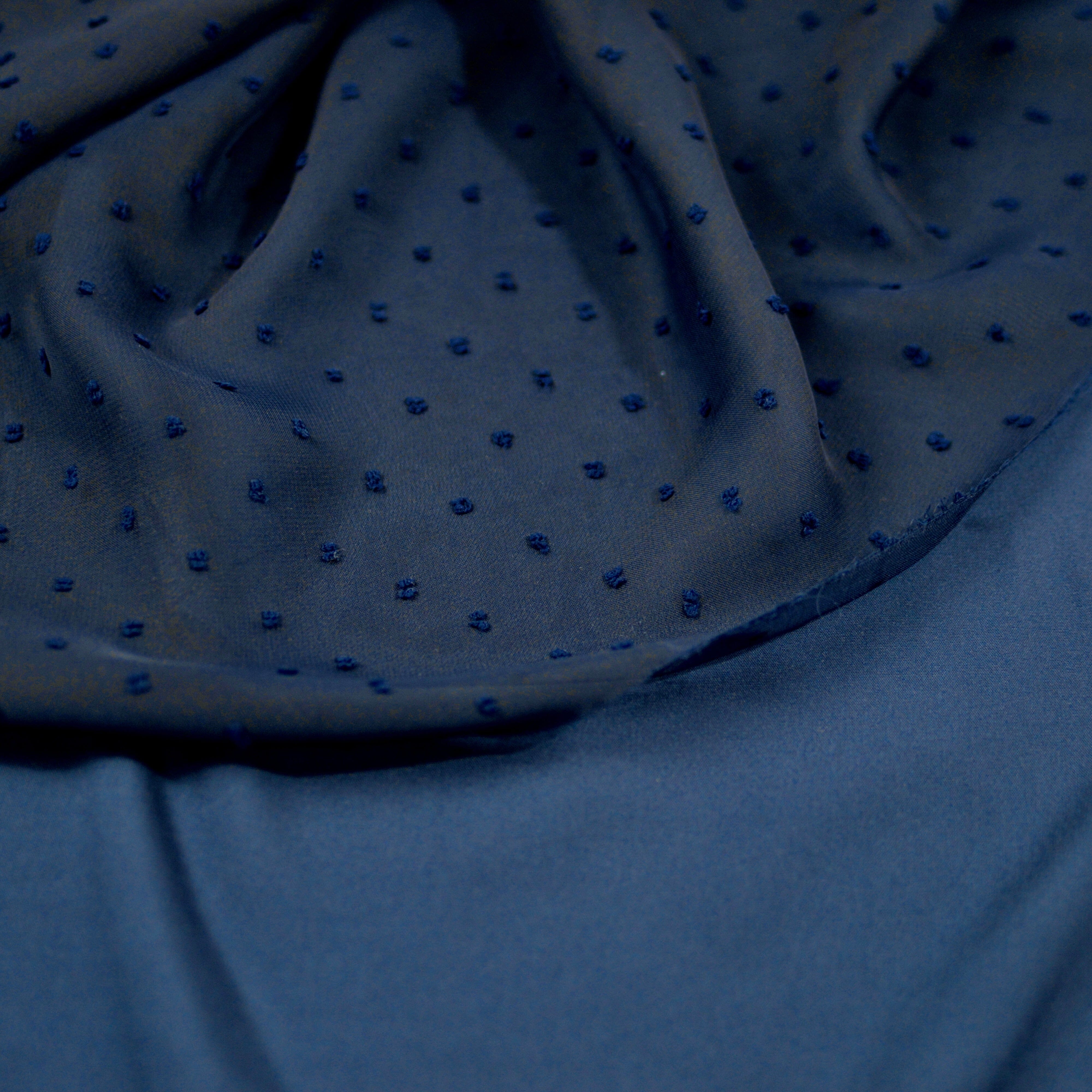 Chiffon mit 3 D Polka Dots - Navyblau Fabric poshpinks