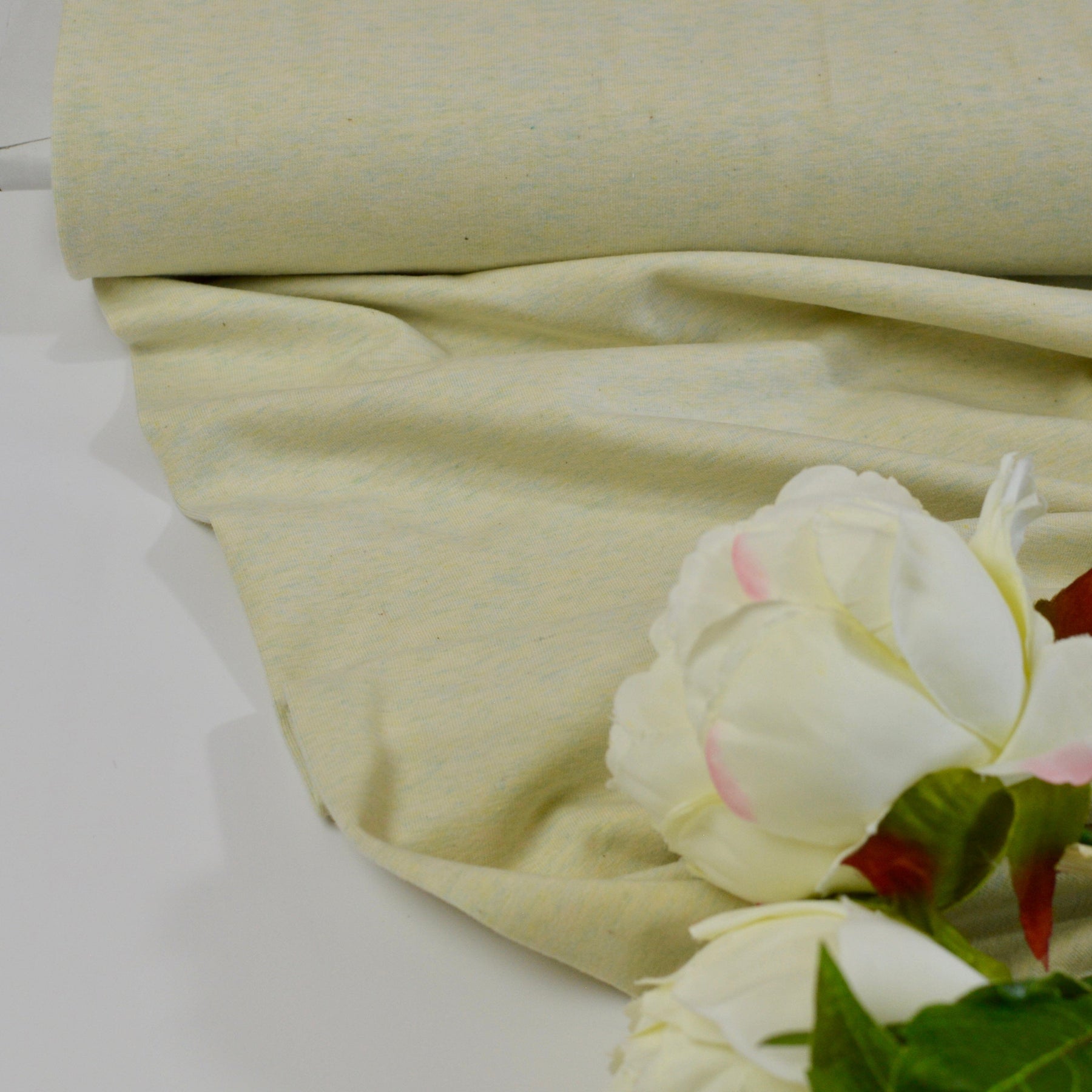 Baumwolljersey - meliert hellgrün Fabric poshpinks