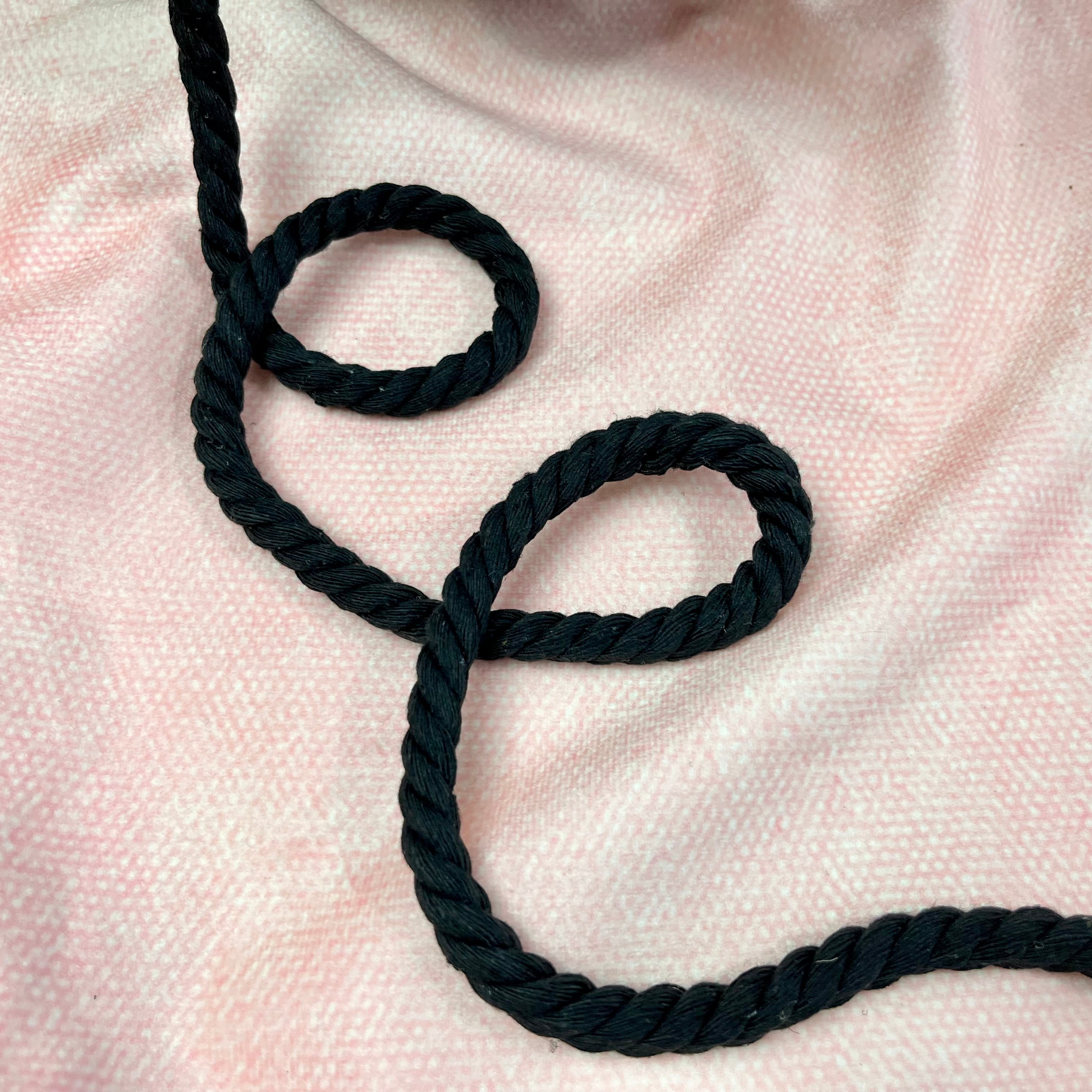 Hoodiekordel Baumwolle 8 mm schwarz Fabric poshpinks