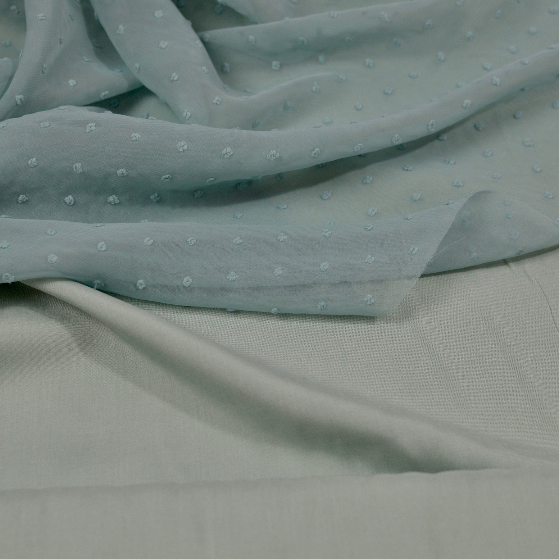 Chiffon mit 3 D Polka Dots - Mint Fabric poshpinks