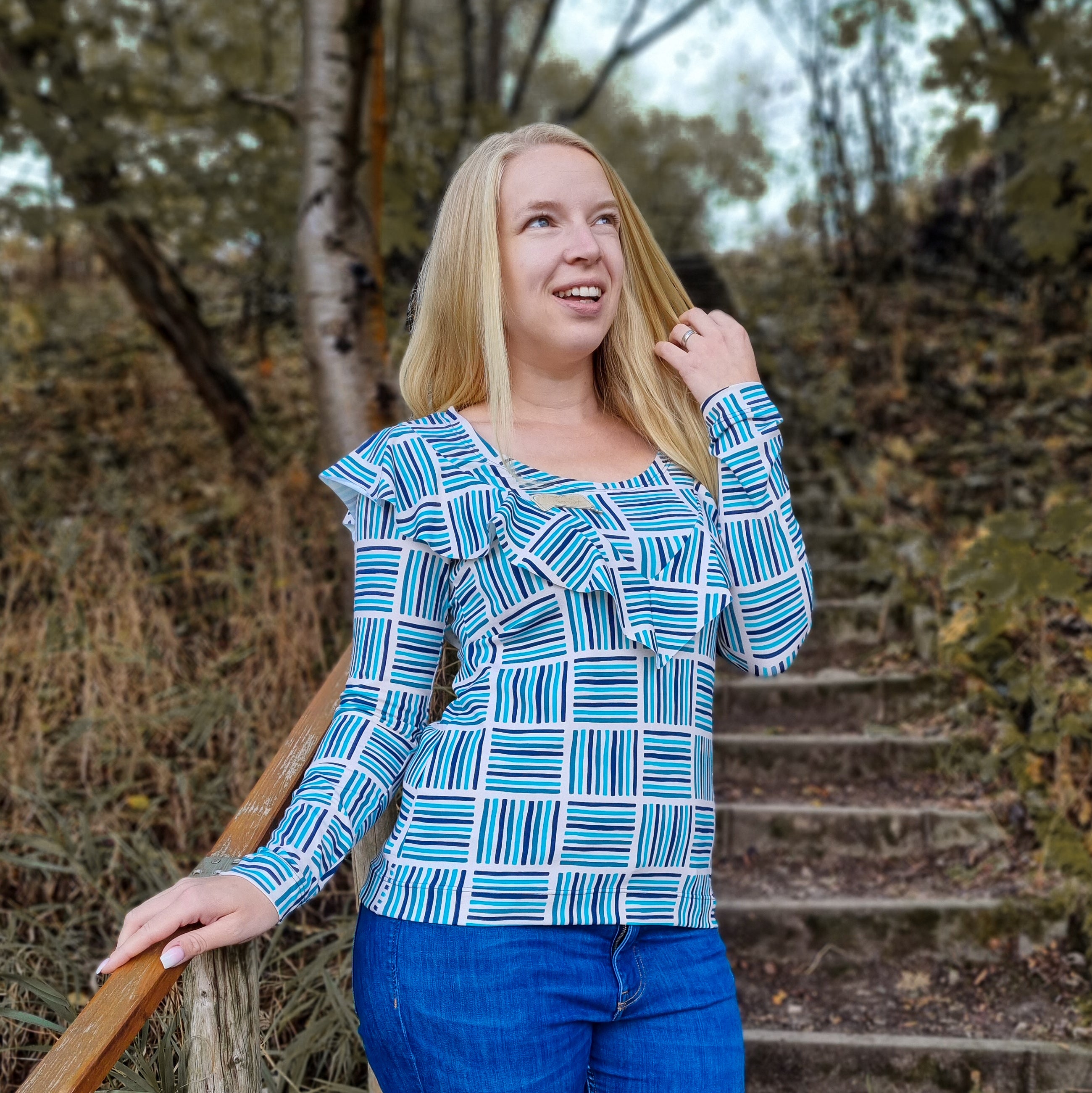 Baumwolljersey - Aurora - stripes blue Fabric poshpinks