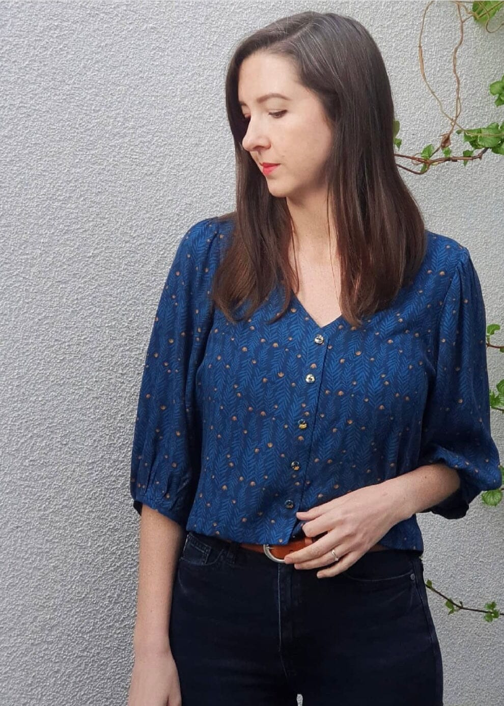Vorbestellung Viskose - Azul - Zweige Fabric poshpinks