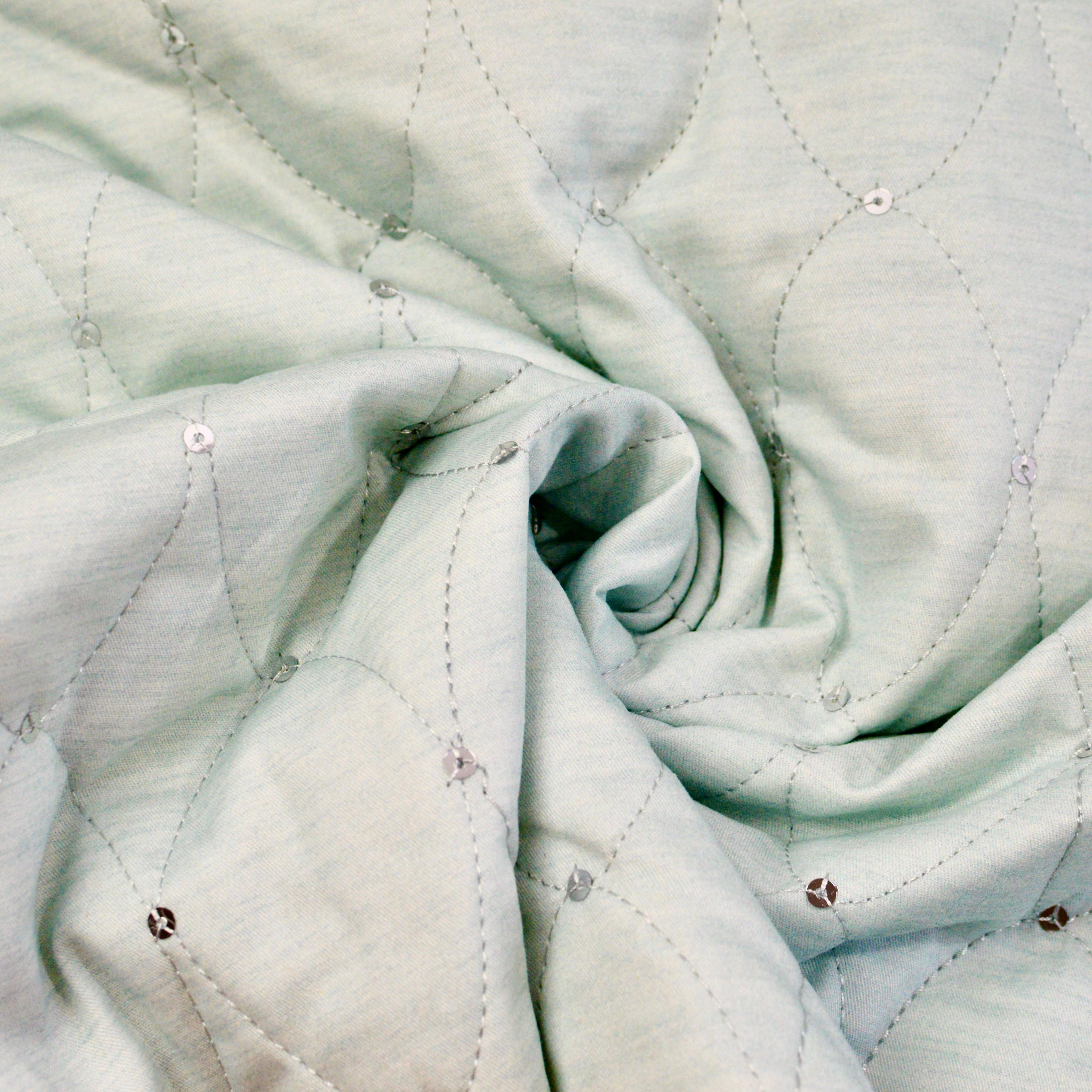 Steppstoff Ellipsen hellmint mit Pailetten Fabric poshpinks