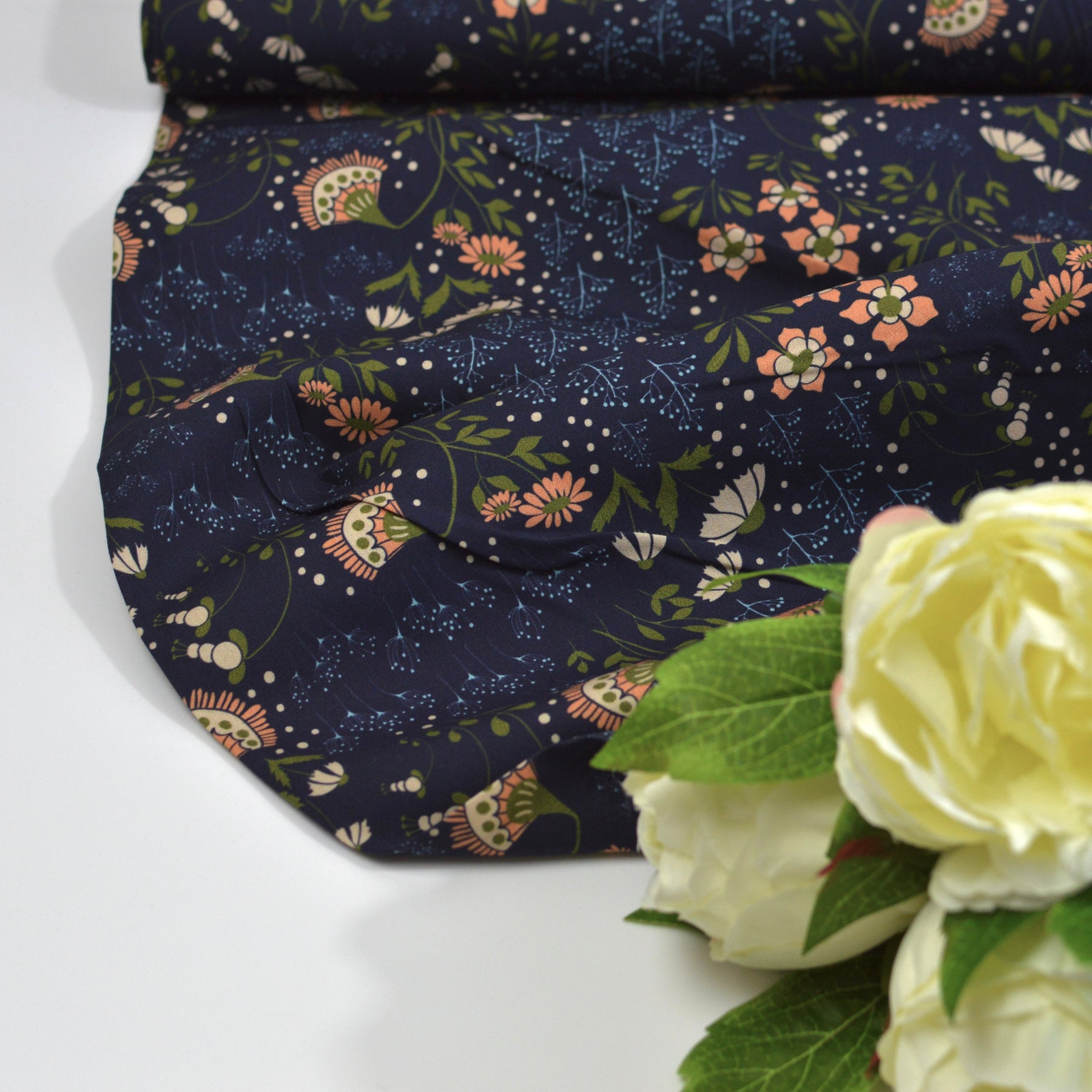 Baumwoll Popeline - Elodie bleu marine Fabric poshpinks