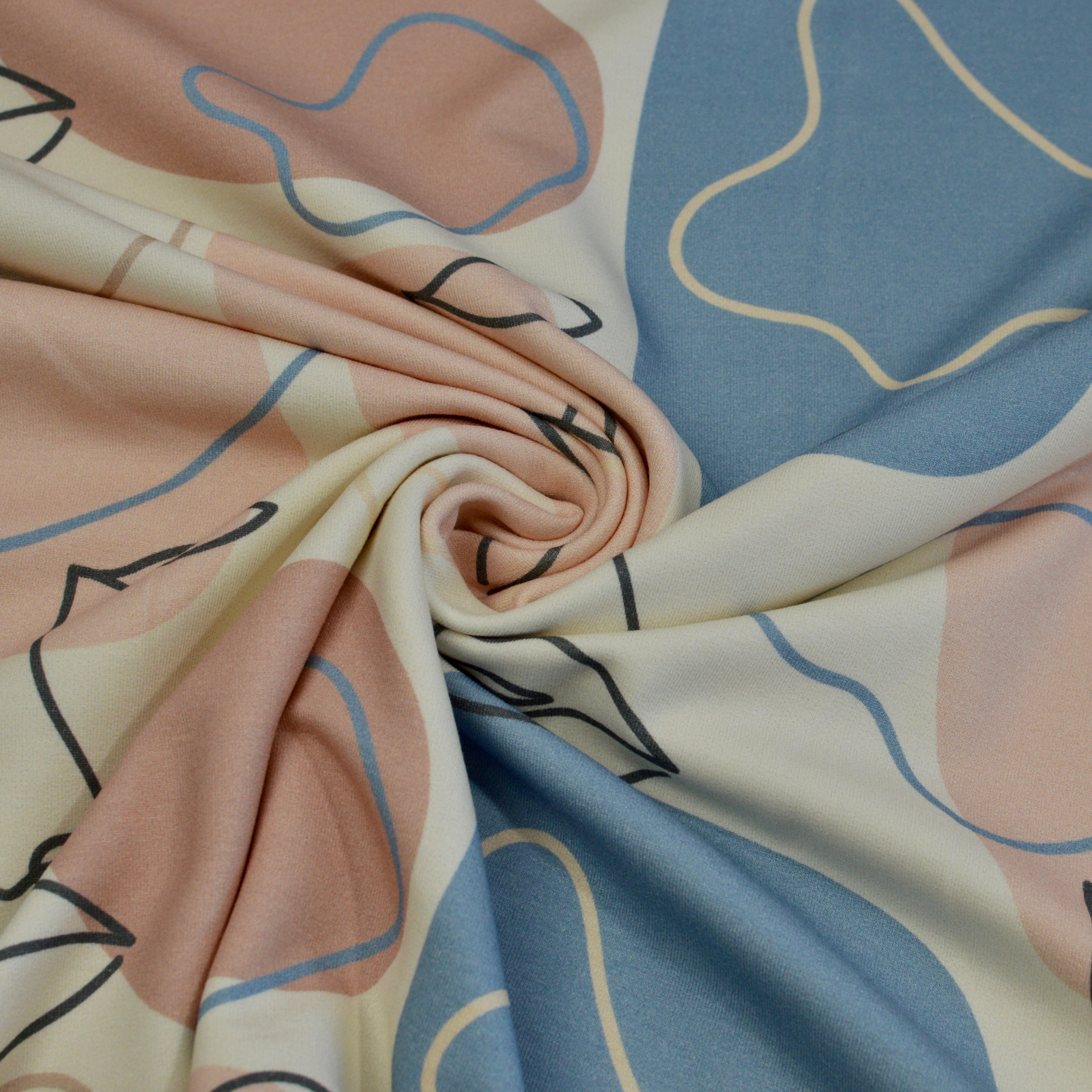 French Terry - Layla - Creme Blau Fabric poshpinks