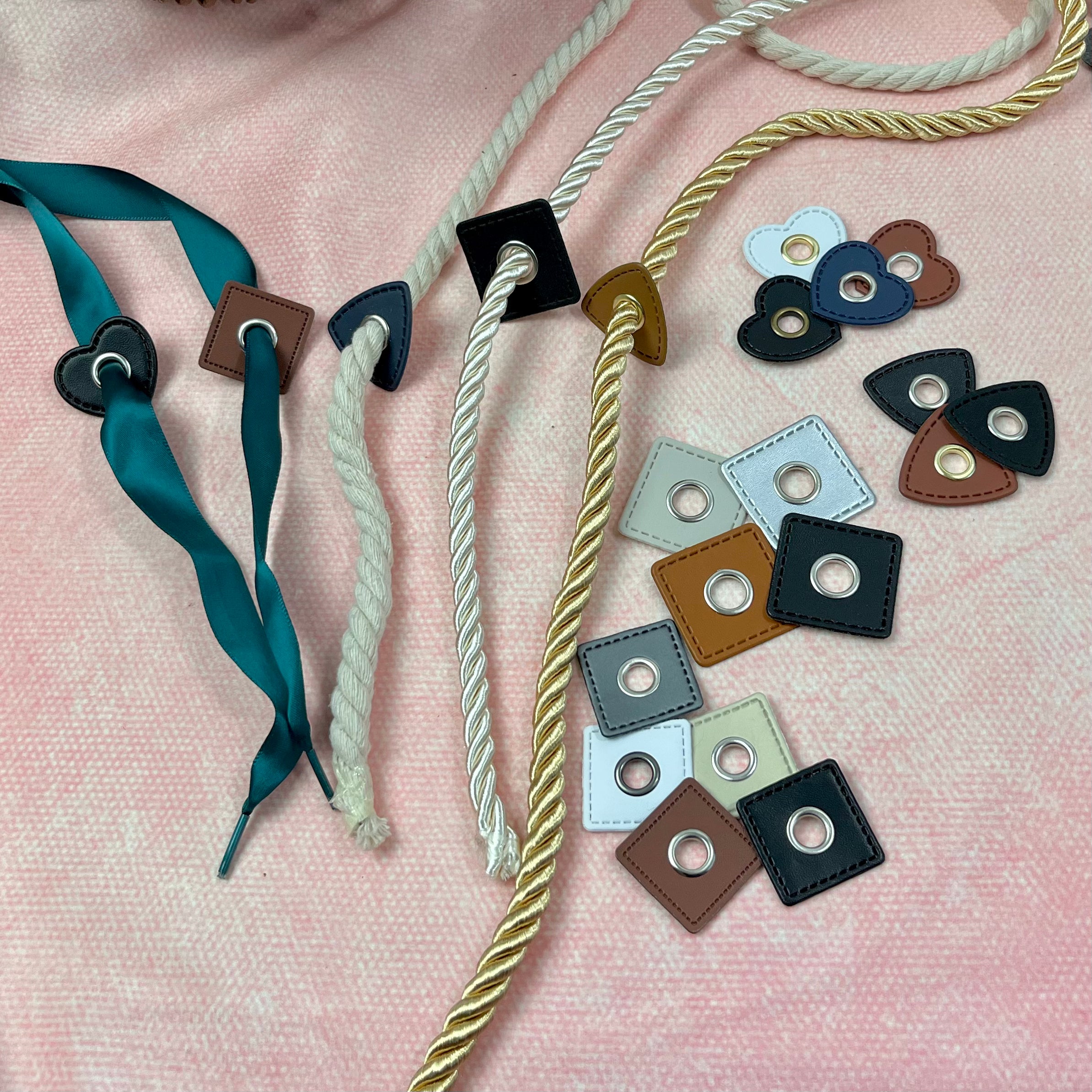 Ösen Patch eckig rotbraun - Silber 8 mm Pearls poshpinks