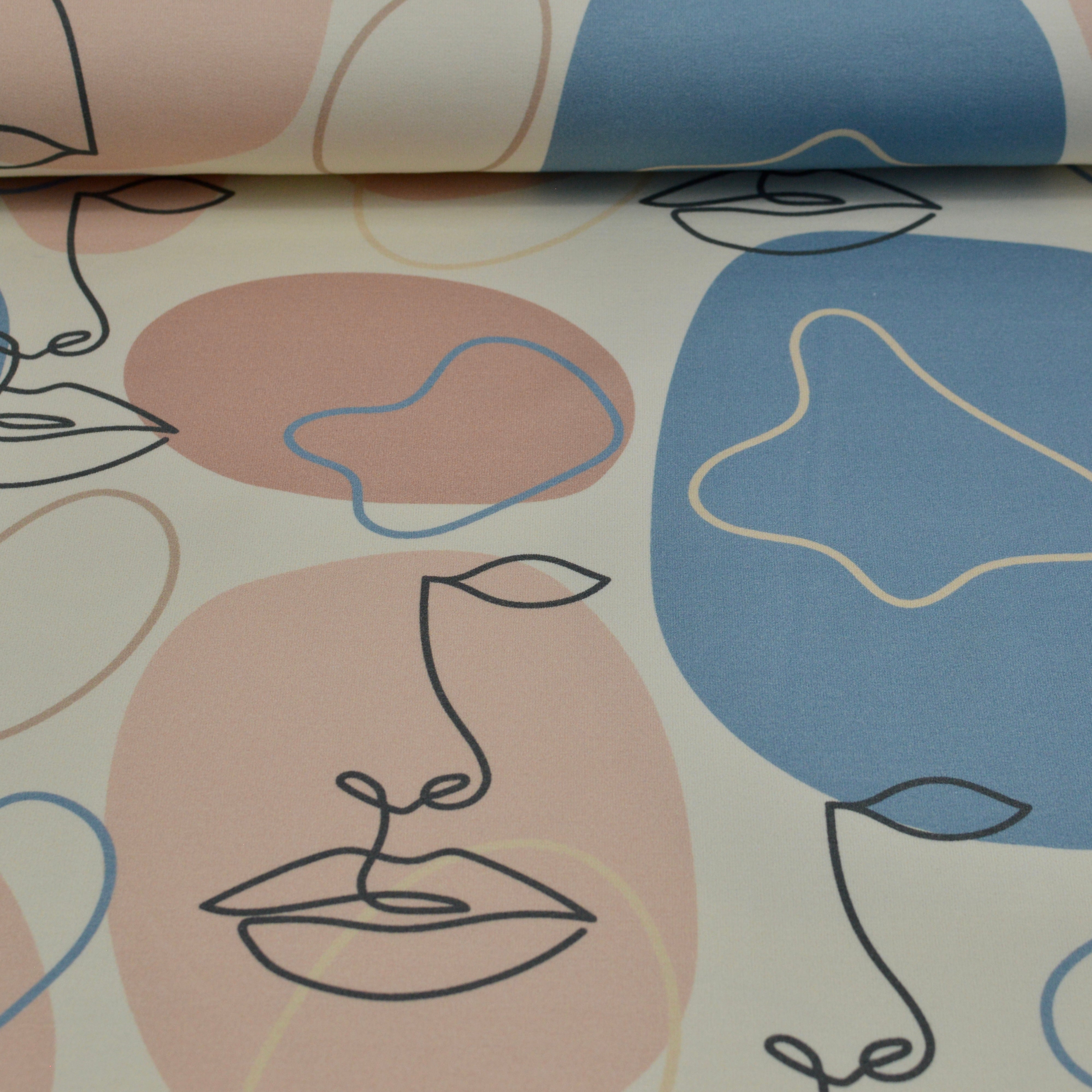 French Terry - Layla - Creme Blau Fabric poshpinks