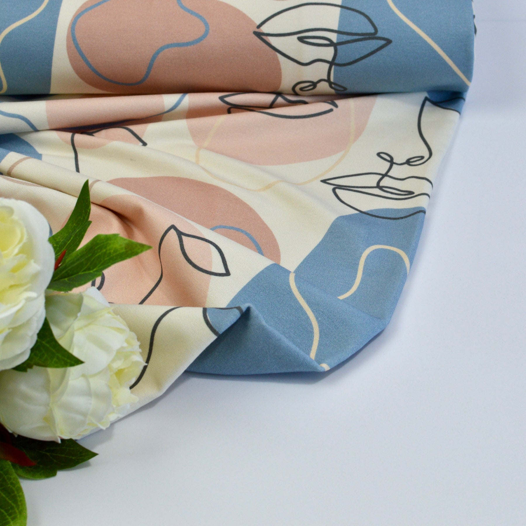French Terry - Layla - Creme Blau Fabric poshpinks