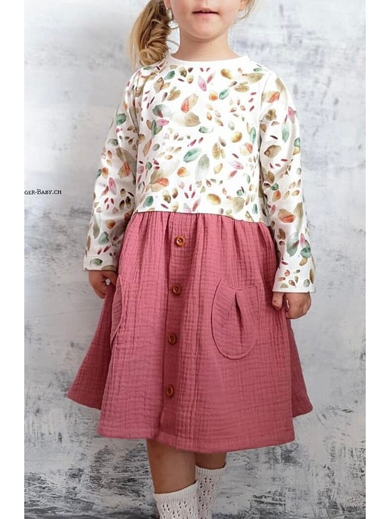 Papierschnittmuster Jessy Sewing - Girls Button Dress - Gr. 74-152 - Knopfkleid für Kinder Schnittmuster poshpinks