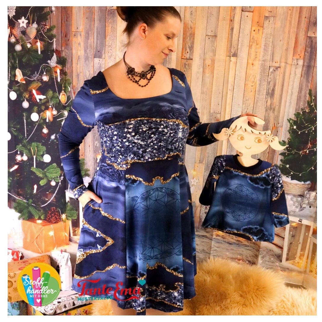 Vorbestellung - Stoffhändler mit Herz Eigenproduktion - Galaxy Marbel Blue by Tante Ema - Baumwolljersey (Kopie) Fabric poshpinks