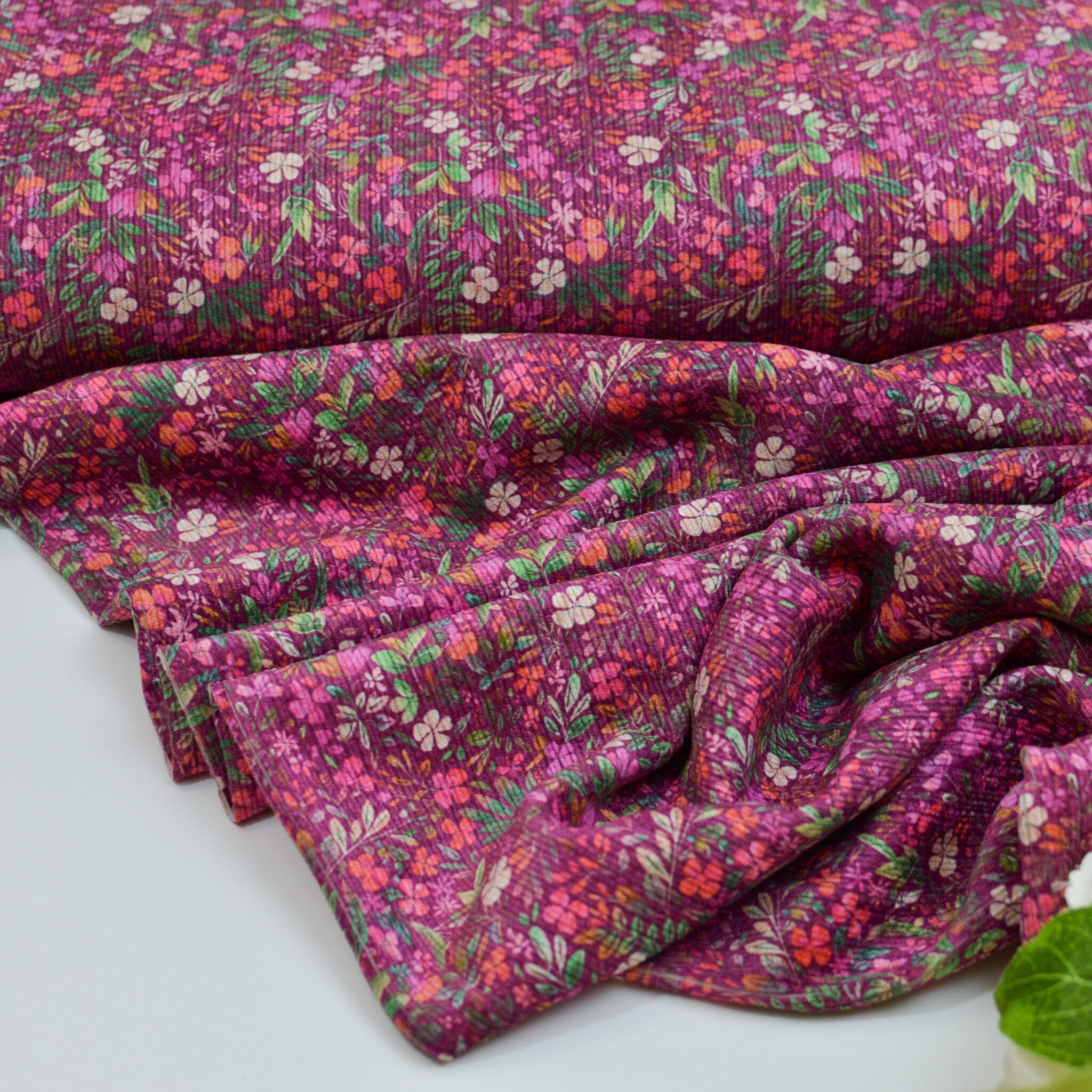 Stretch Cord - millefleur framboise rosé Fabric poshpinks