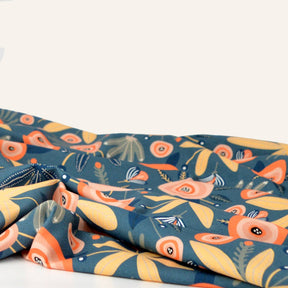 Reststück 0,4m! Baumwolljersey - Primavera - Blau und Peach Fabric poshpinks