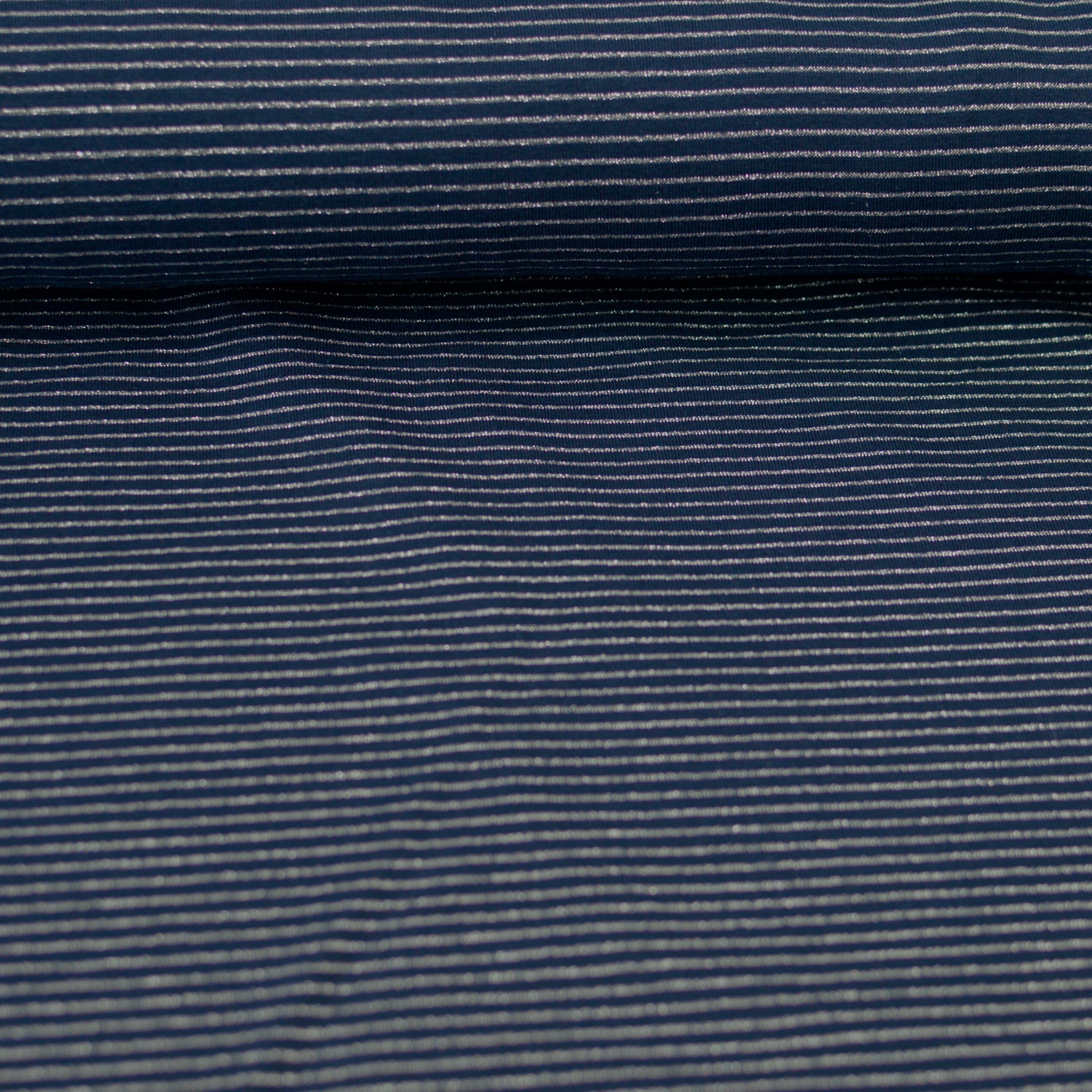 Baumwolljersey - Streifen/Ringel glitzer dunkelblau Silber Fabric poshpinks