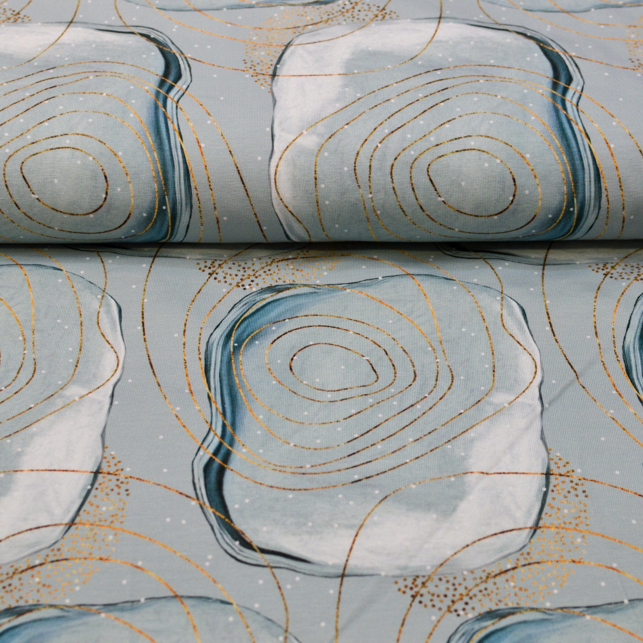 Stoffhändler mit Herz Eigenproduktion - Kreise abstrakt gold grau Fabric poshpinks