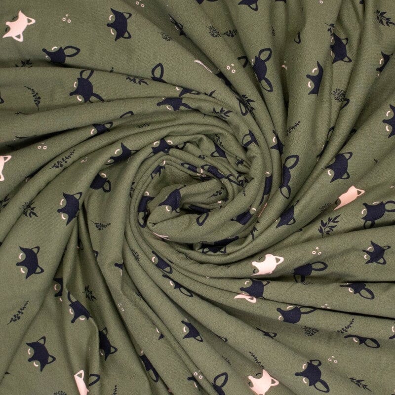 French Terry - Fox Glow - Olivgrün Fabric poshpinks