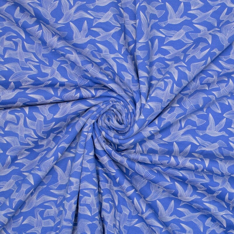Baumwolljersey - Schwäne - Kornblumenblau Fabric poshpinks