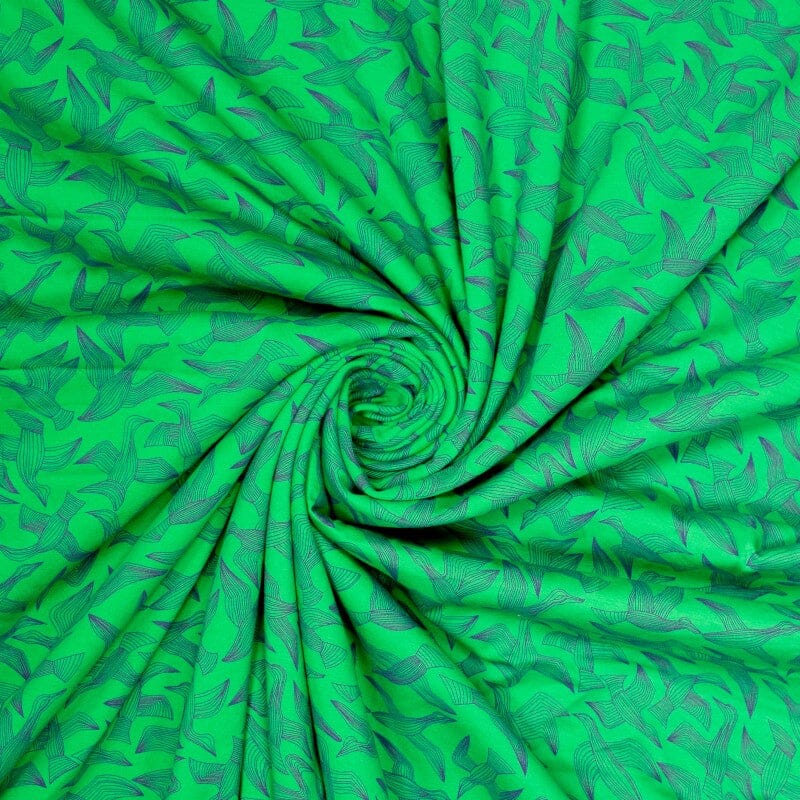 Baumwolljersey - Schwäne - Grasgrün Fabric poshpinks