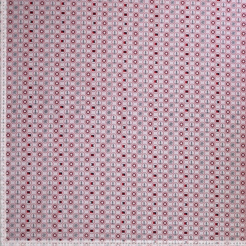 Baumwoll Webware - Maritim - rot blau Weis Fabric poshpinks