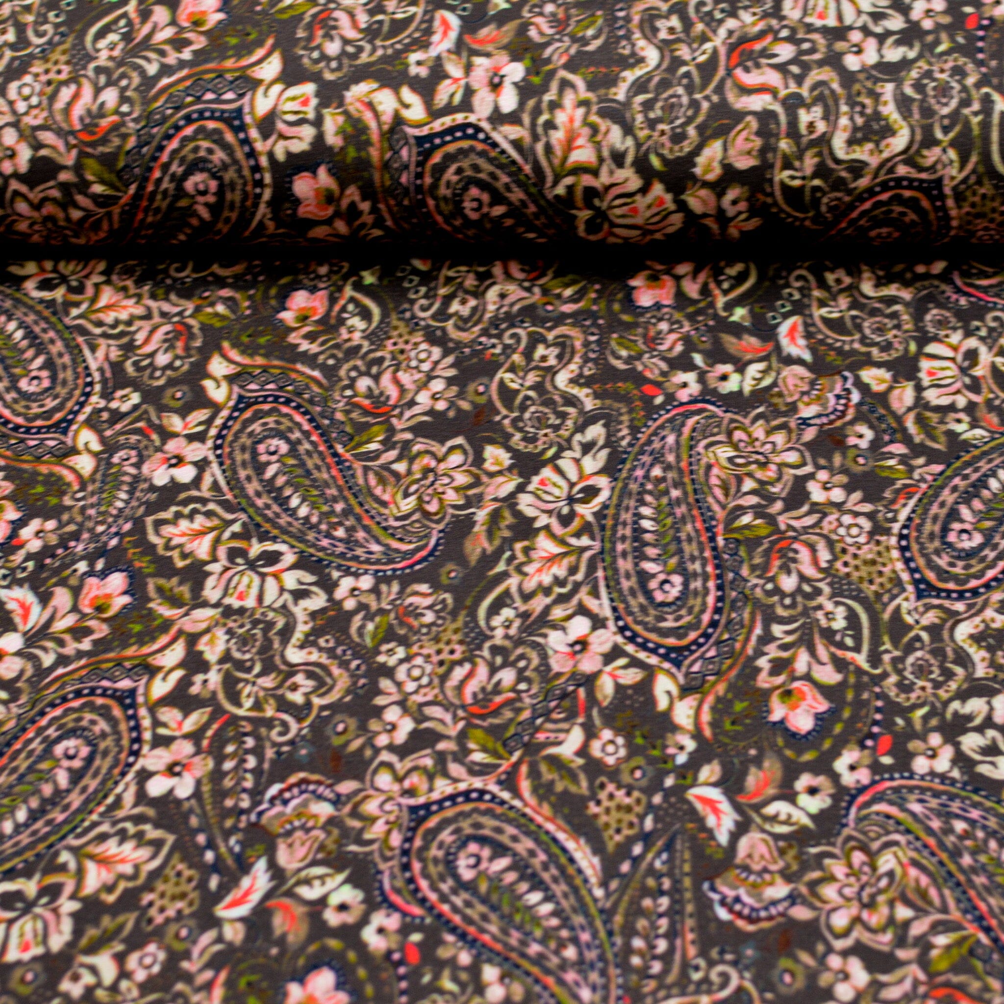 Viskose Jersey - Paisley braun rosa Fabric poshpinks