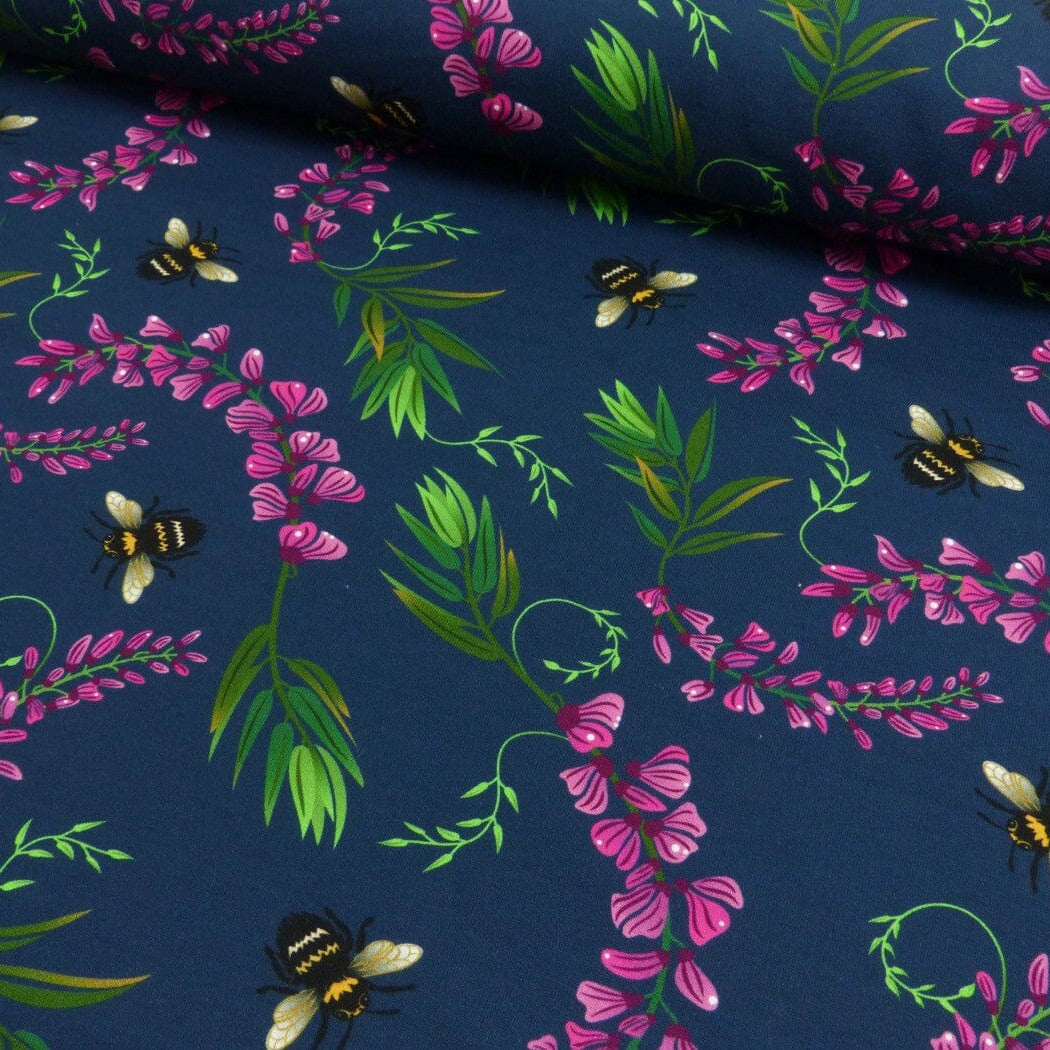 French Terry - BEE Flower by Daniela Bonn - Blau Fabric poshpinks