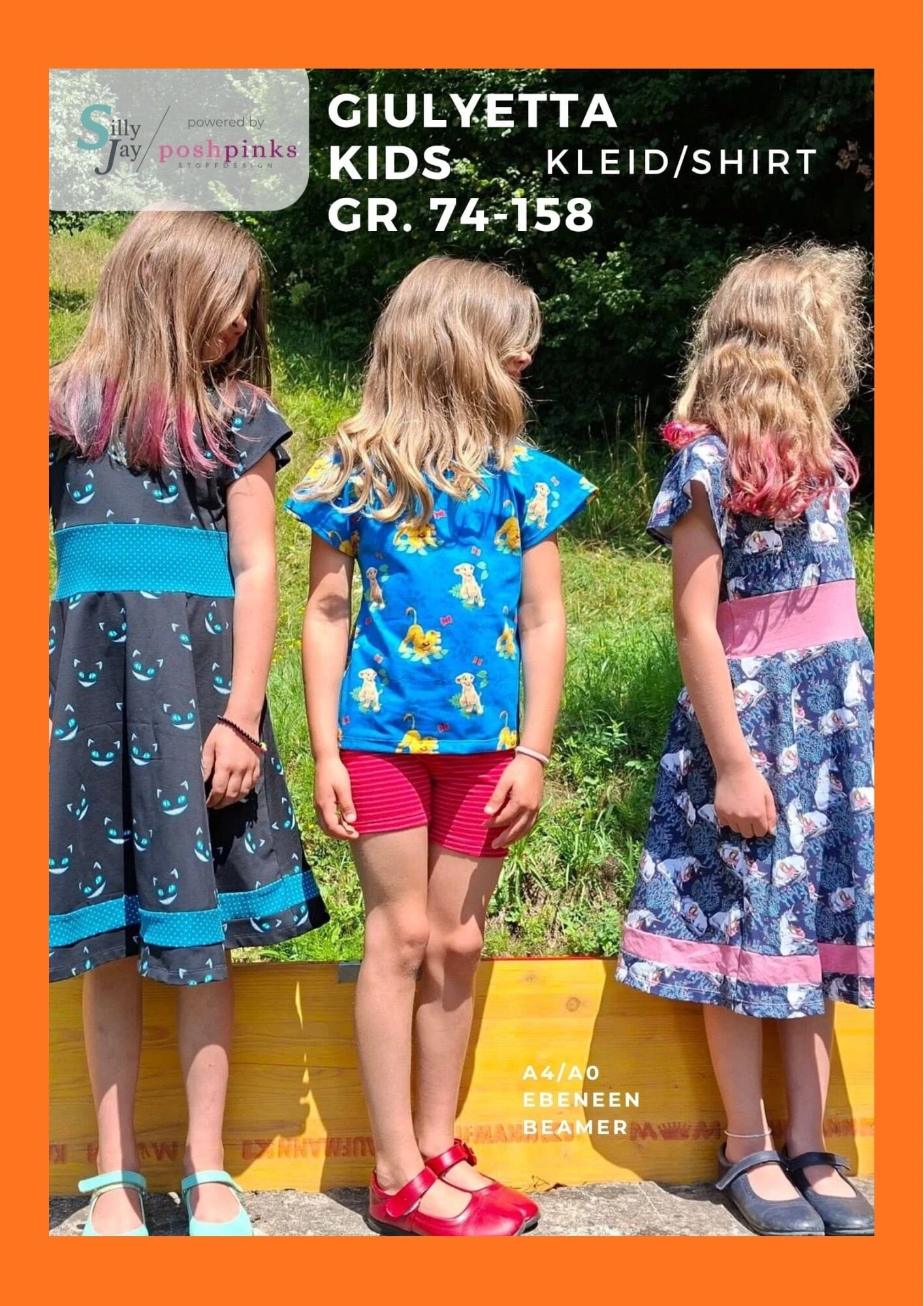 Papierschnittmuster Giulyetta Kids 74-158 - Kleid / Shirt für Kinder - Schnittmuster EBook SillyJay Schnittmuster poshpinks