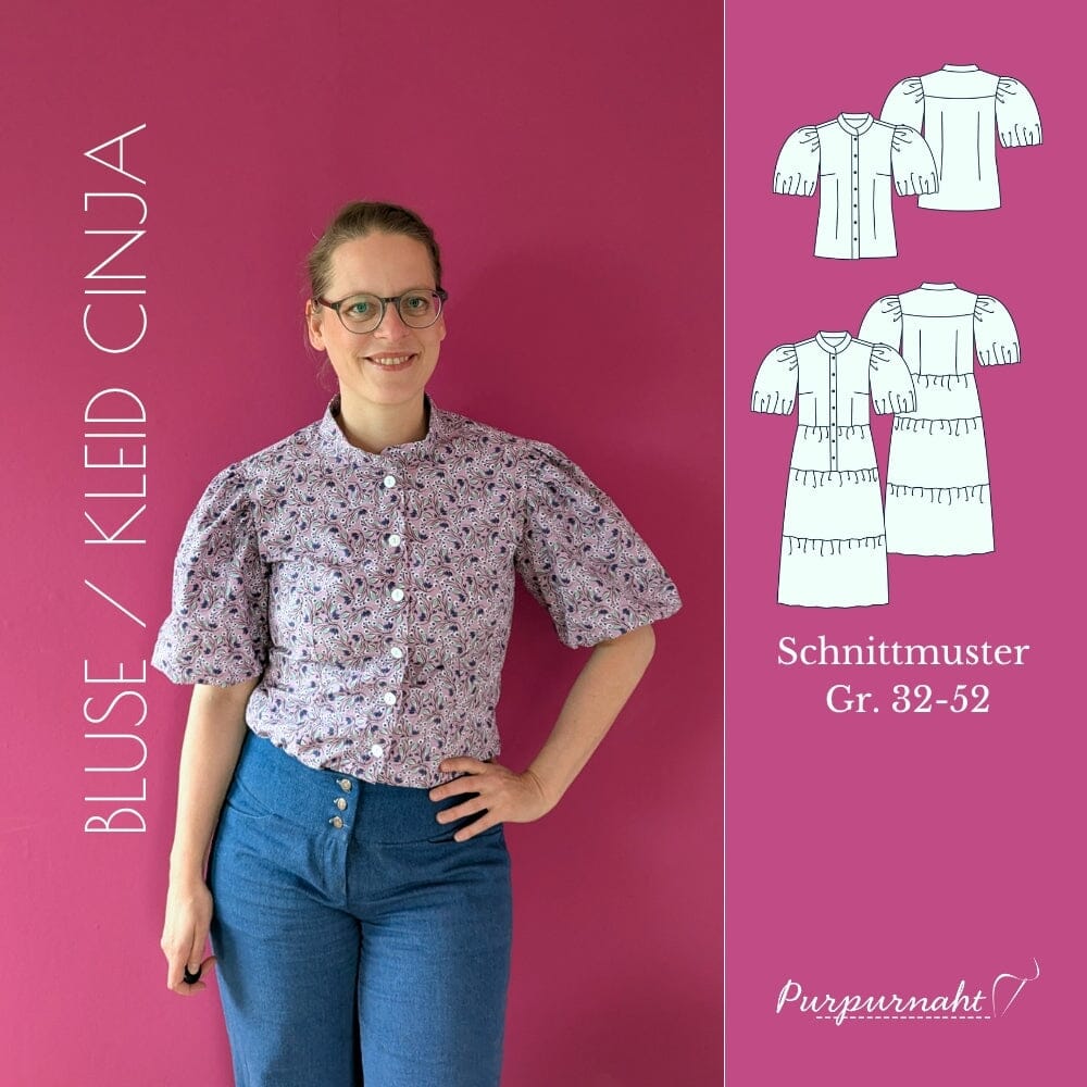 Purpurnaht Schnittmuster Ebook - Bluse & Kleid Cinja - Gr. 32-52 Schnittmuster poshpinks