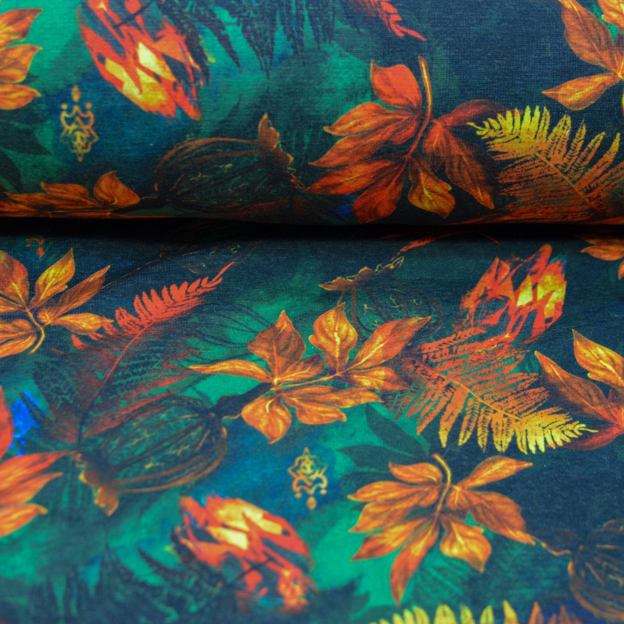 Aplenfleece - Sweat - Blätter Herbst Fabric poshpinks
