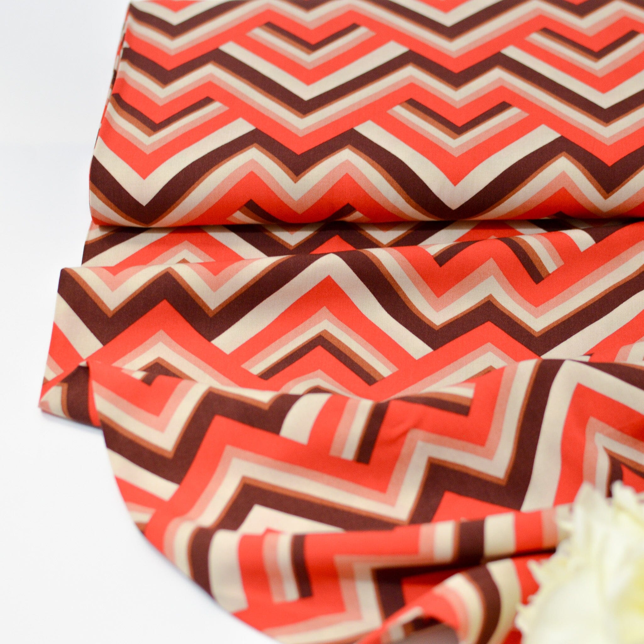 Viskose - Zickzack - rot braun beige Fabric poshpinks