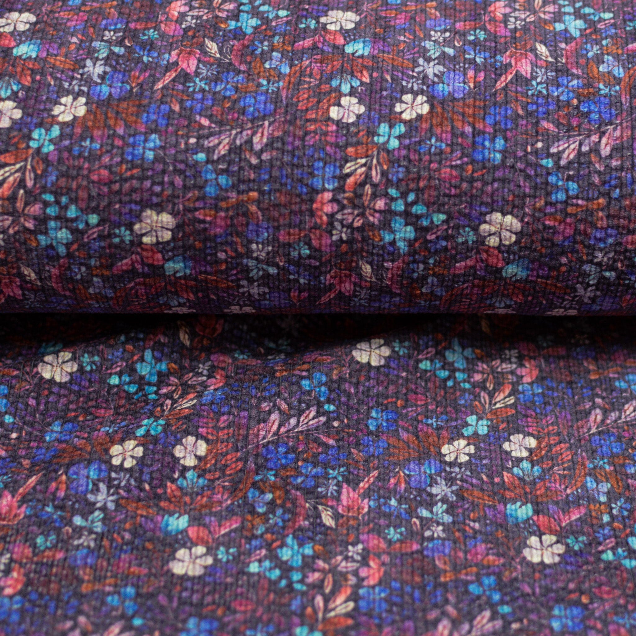 Stretch Cord - millefleur violette bleu Fabric poshpinks