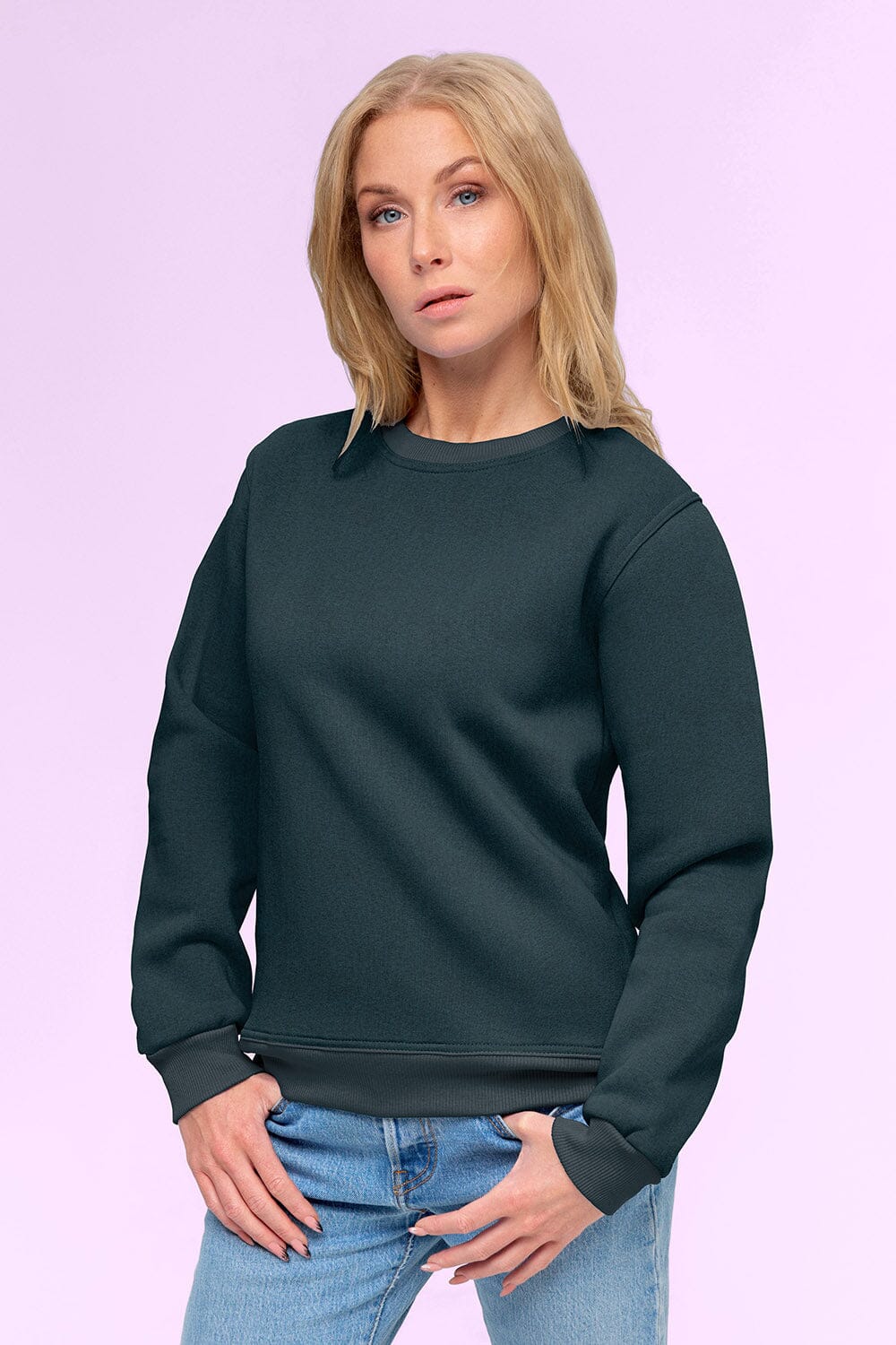 Sweat - Jeansoptik - dunkelblau - Glitzerpüppi Eigenproduktion Fabric poshpinks
