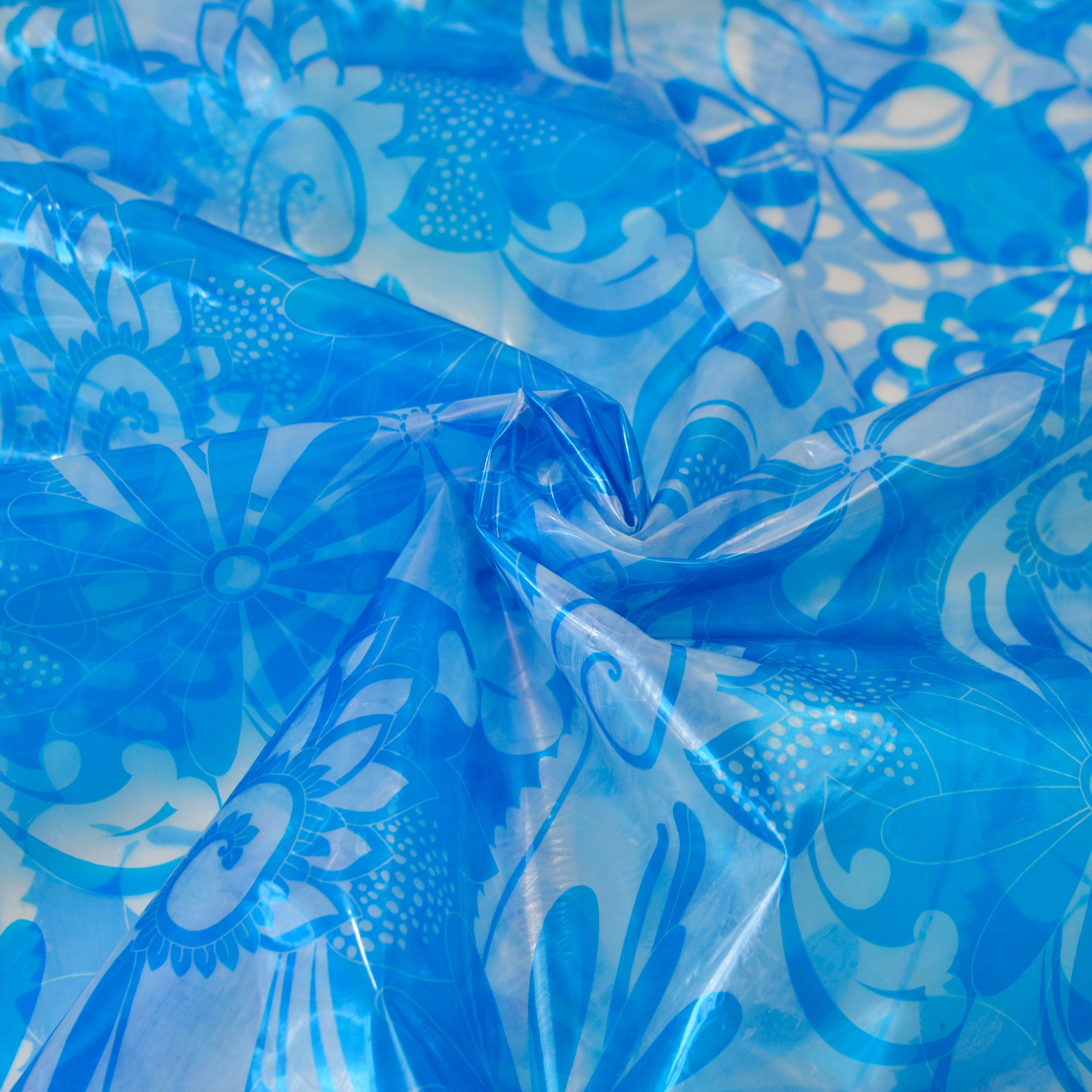 Regenjackenstoff - Blumen blau klar Fabric poshpinks