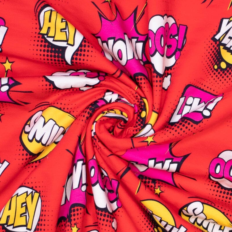 French Terry - Wow Comic - rot Fabric poshpinks