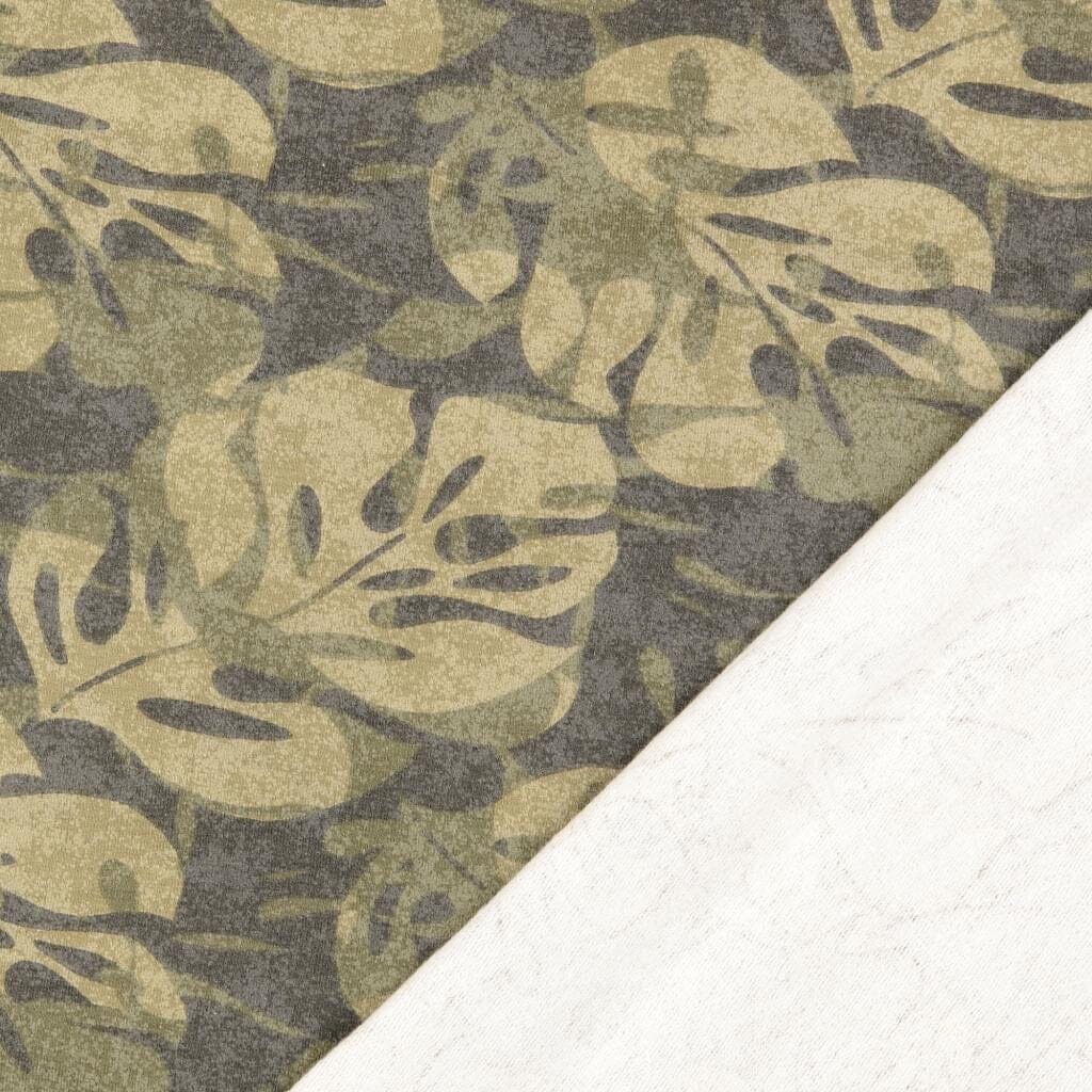 Sweatstoff - Blätter Oliv Fabric poshpinks