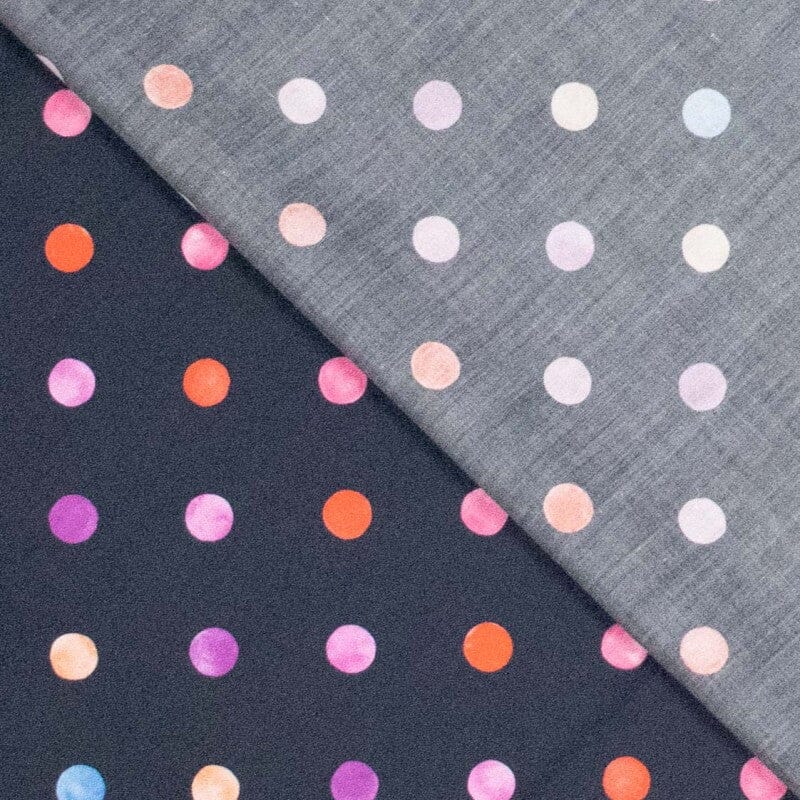 Baumwoll Webware - bunte dots - Navy Fabric poshpinks