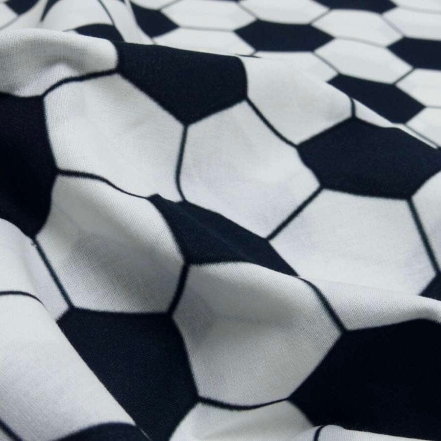 Baumwollstoff - Popeline - Fußball - Weiß Schwarz Fabric poshpinks