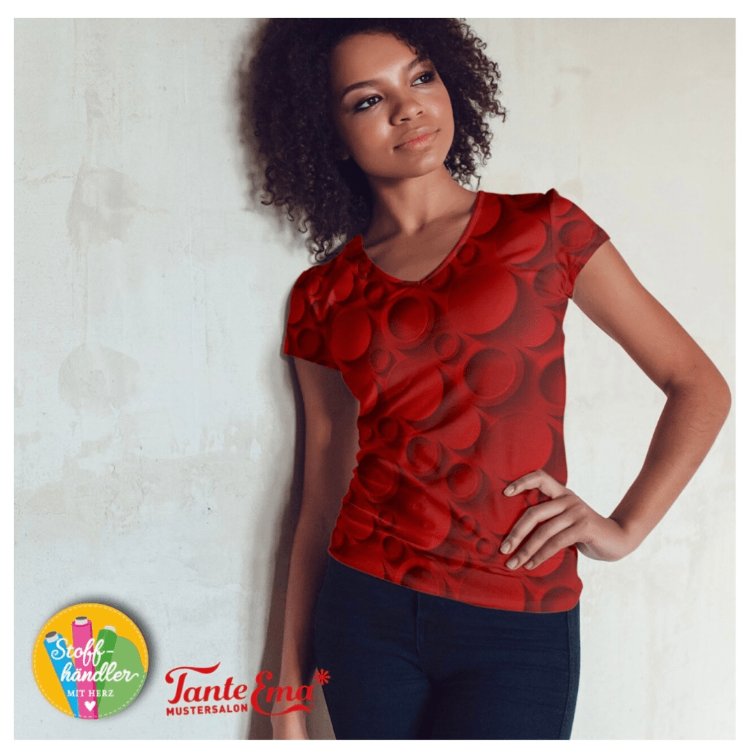 Vorbestellung - Stoffhändler mit Herz Eigenproduktion - Red Moon by Tante Ema - Baumwolljersey Fabric poshpinks